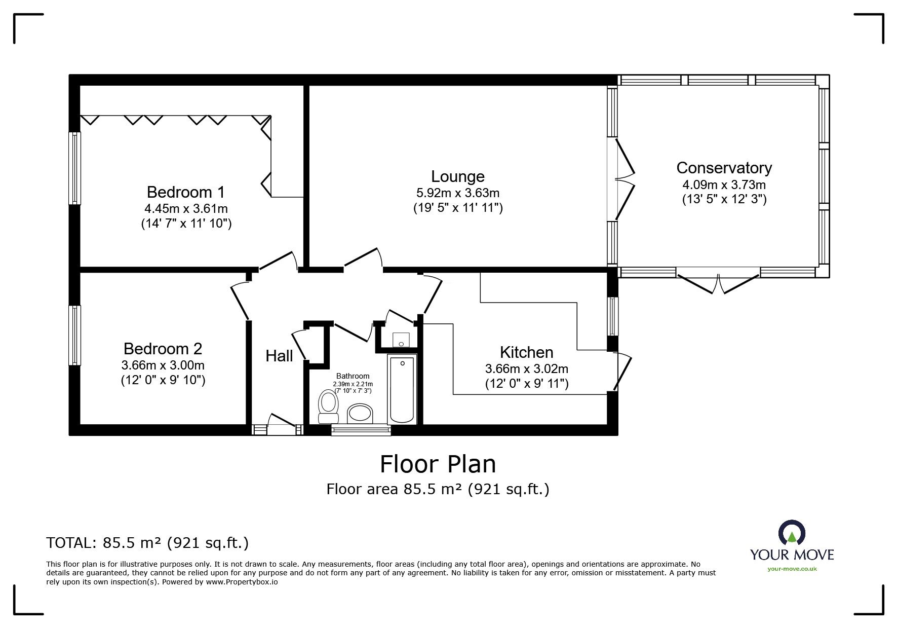 Floorplan of 2 bedroom Detached Bungalow for sale, Fosbrooke Close, Ravenstone, Leicestershire, LE67