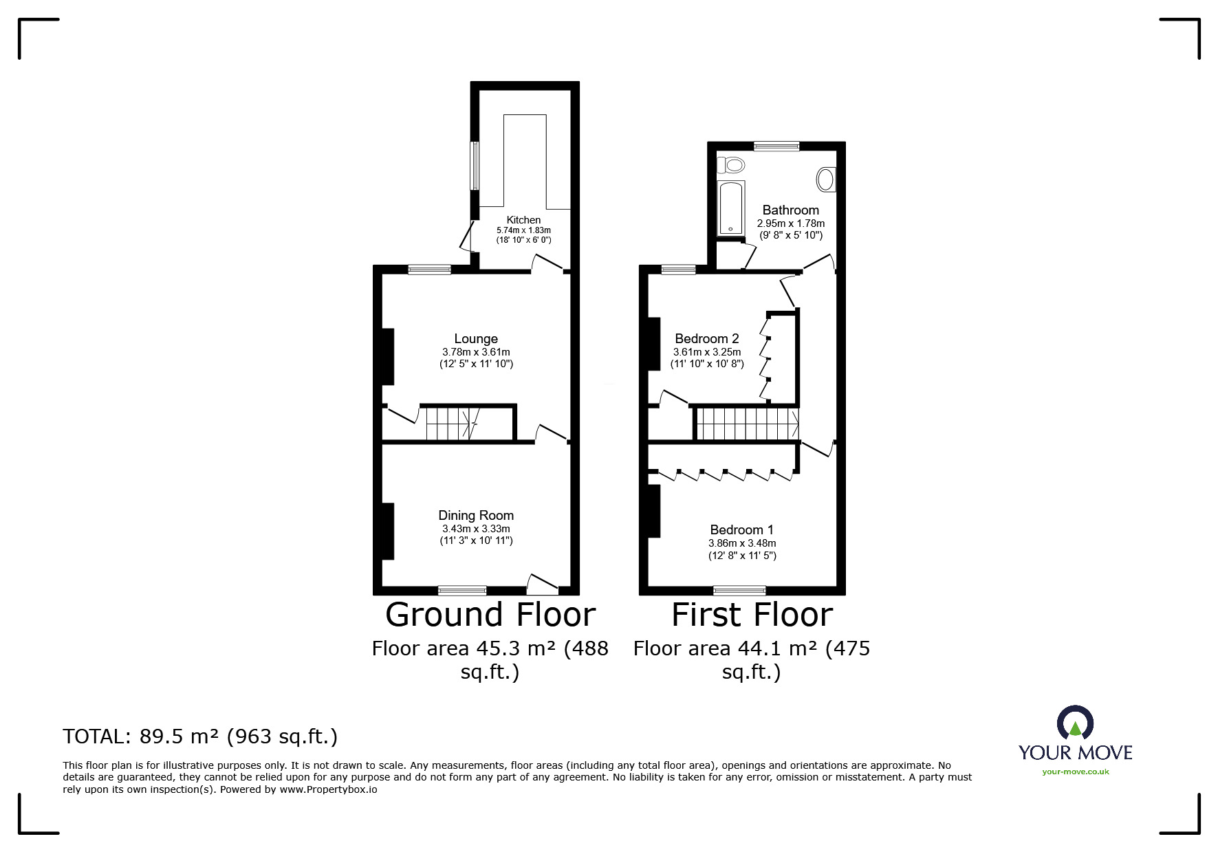 Floorplan of 2 bedroom End Terrace House for sale, Wash Lane, Ravenstone, Leicestershire, LE67