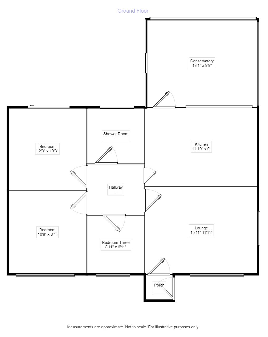 Floorplan of 3 bedroom Detached Bungalow for sale, Meadow Close, Bagworth, Leicestershire, LE67