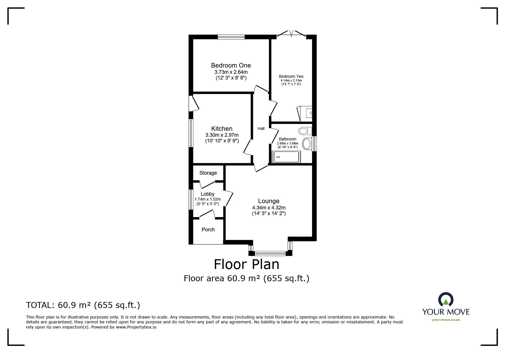 Floorplan of 2 bedroom Detached Bungalow for sale, St. Johns Close, Hugglescote, Leicestershire, LE67