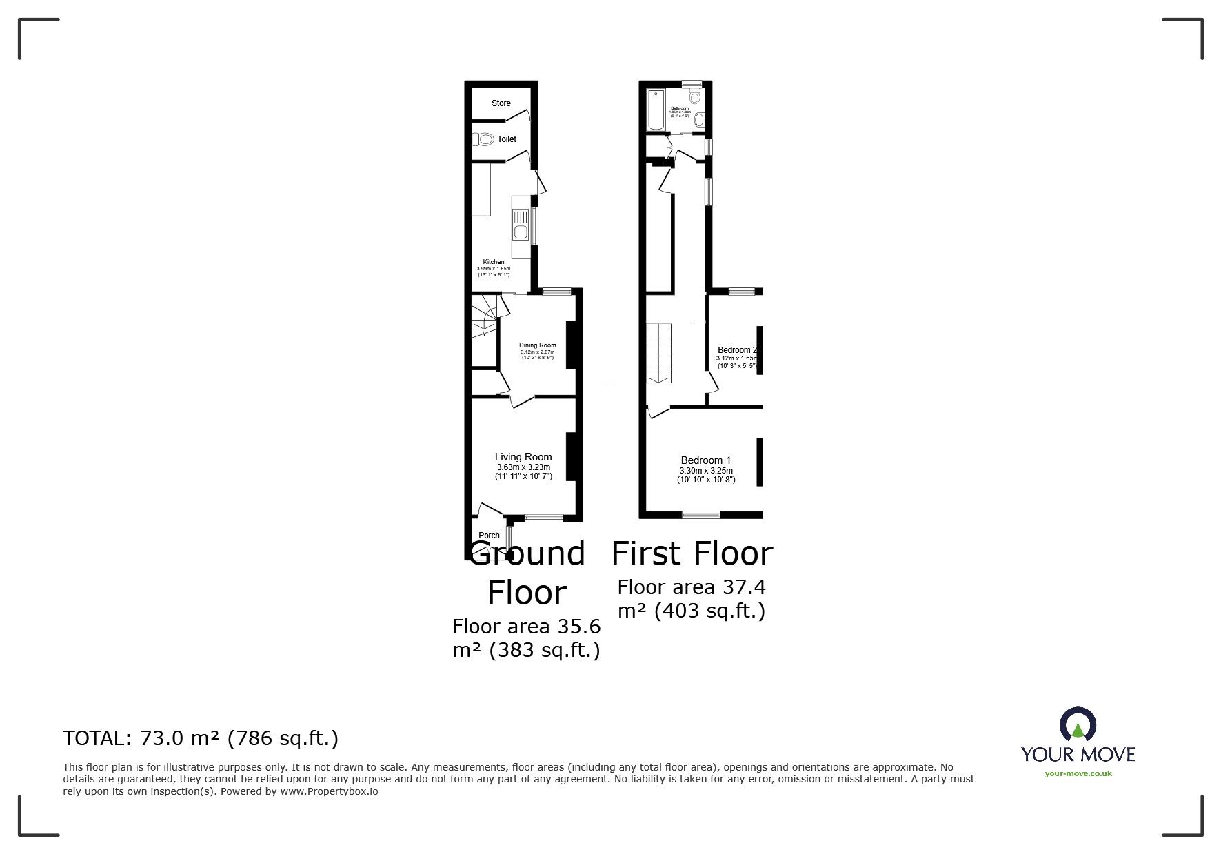 Floorplan of 2 bedroom Mid Terrace House to rent, Pretoria Road, Ibstock, Leicestershire, LE67