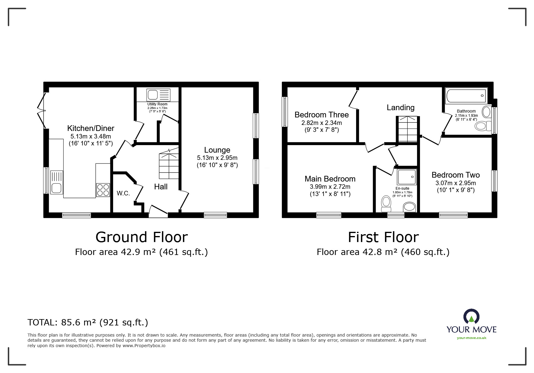 Floorplan of 3 bedroom Link Detached House for sale, North Street, Whitwick, Leicestershire, LE67