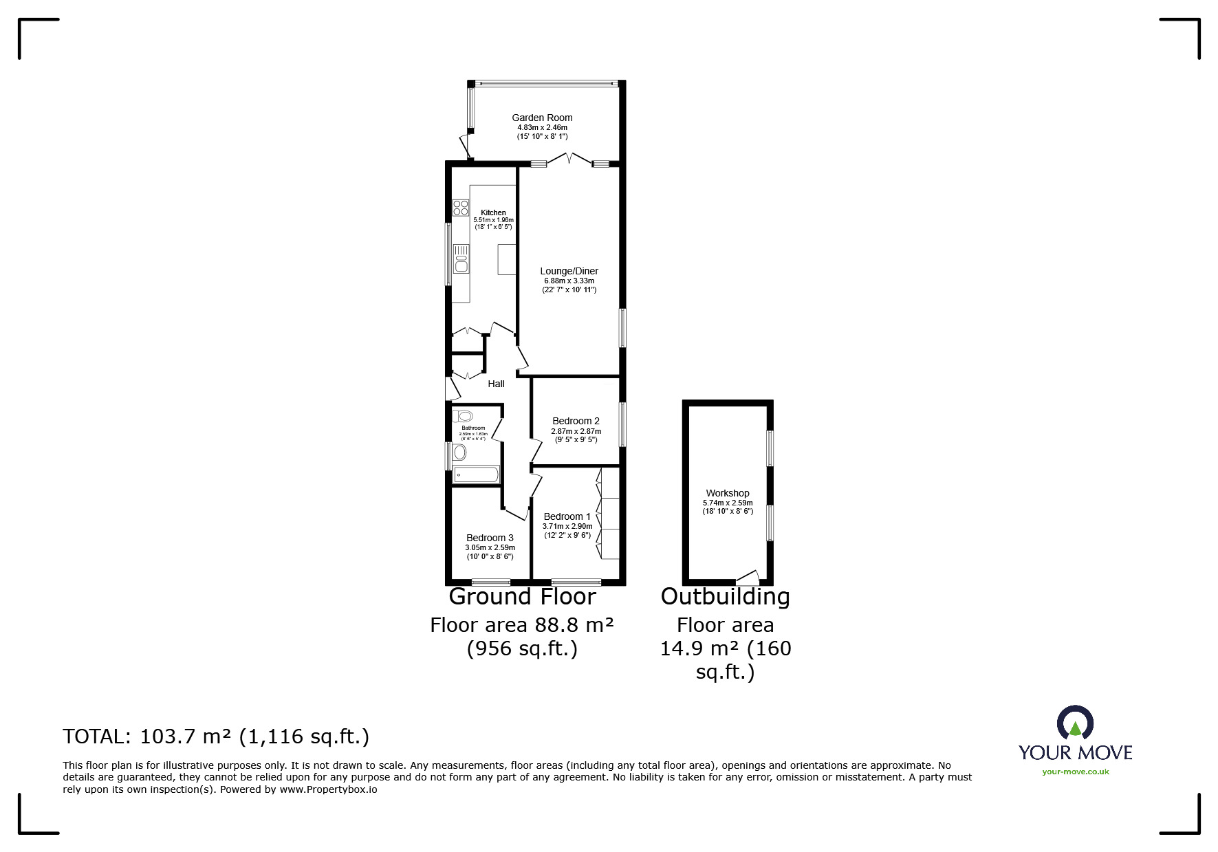 Floorplan of 3 bedroom Detached Bungalow for sale, Laud Close, Ibstock, Leicestershire, LE67