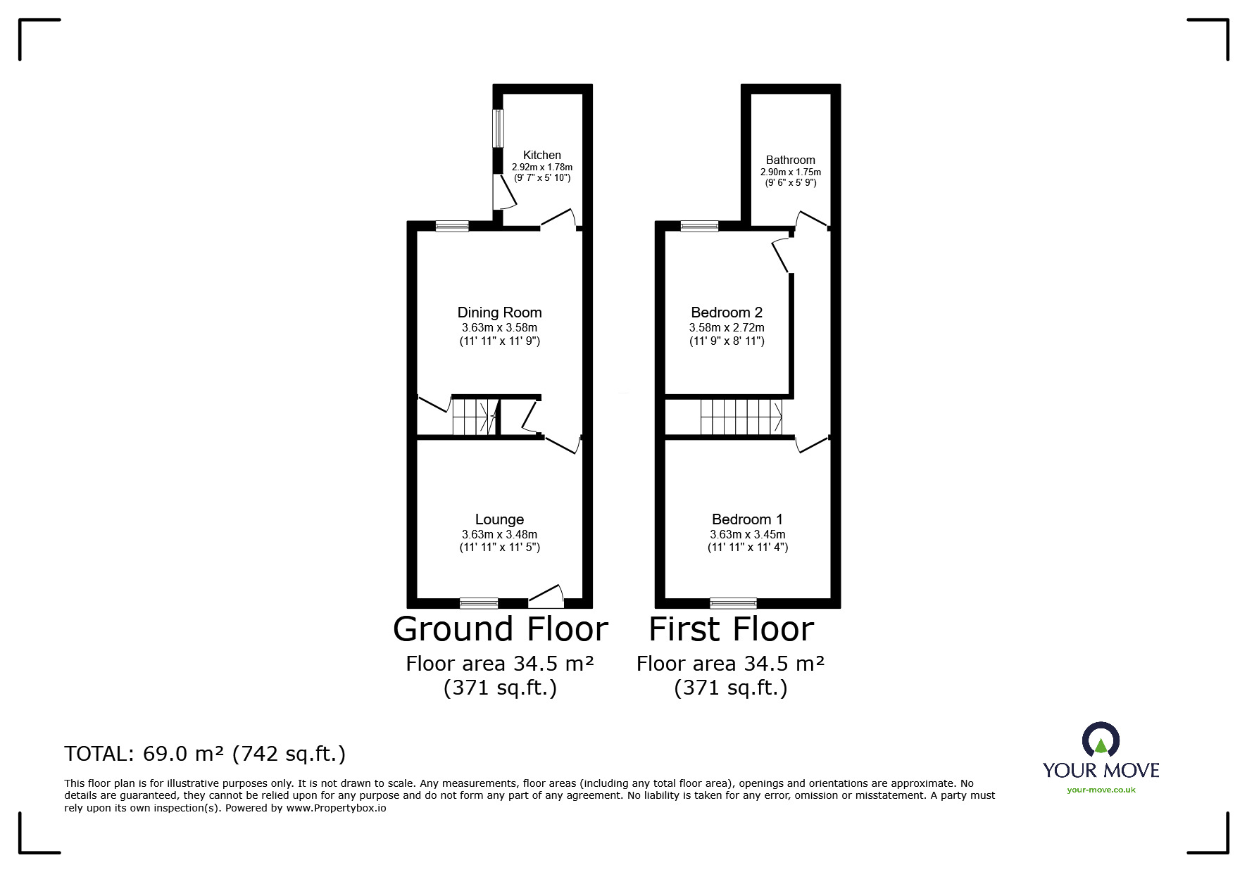 Floorplan of 2 bedroom Mid Terrace House for sale, Margaret Street, Coalville, Leicestershire, LE67