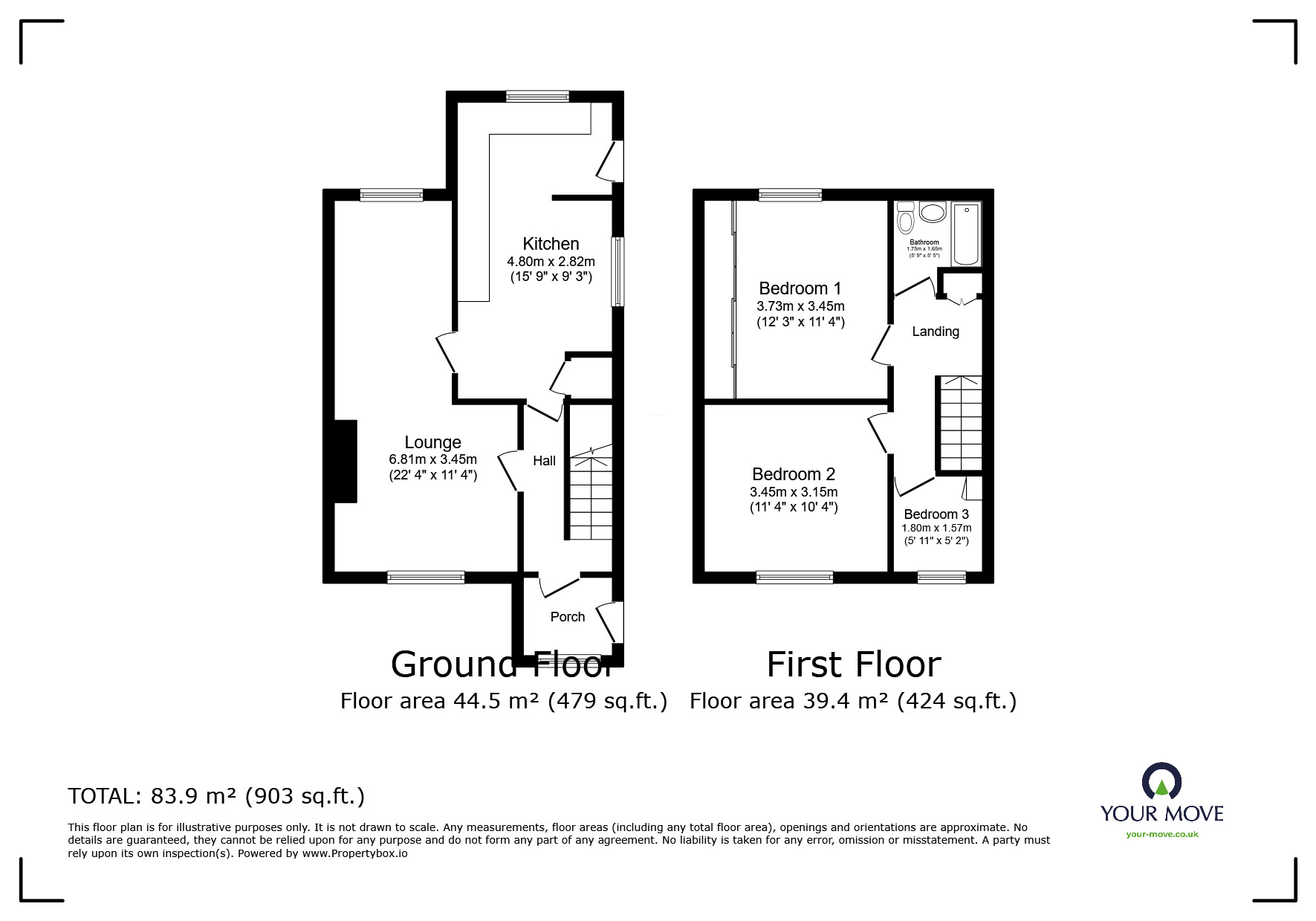 Floorplan of 3 bedroom Semi Detached House for sale, Townsend Lane, Donington Le Heath, Leicestershire, LE67