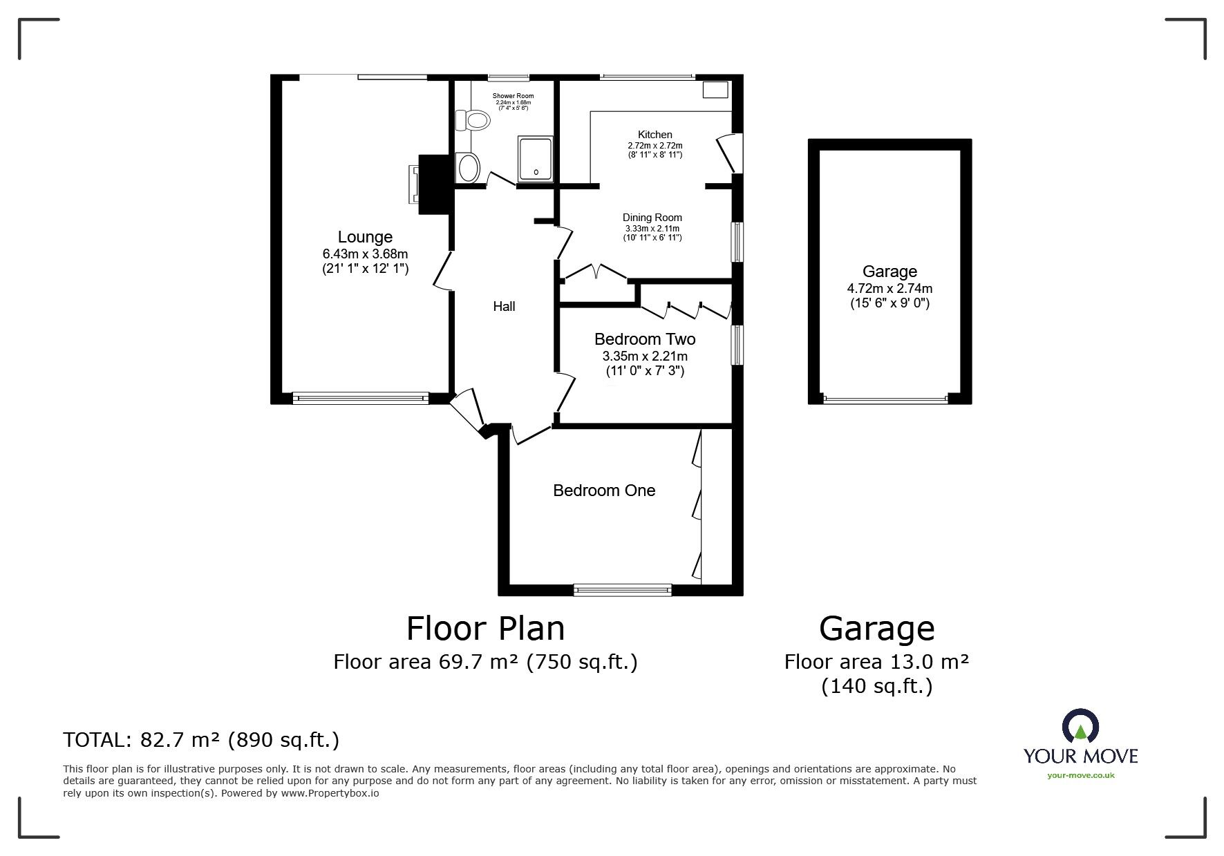 Floorplan of 2 bedroom Detached Bungalow for sale, Rosslyn Road, Whitwick, Leicestershire, LE67