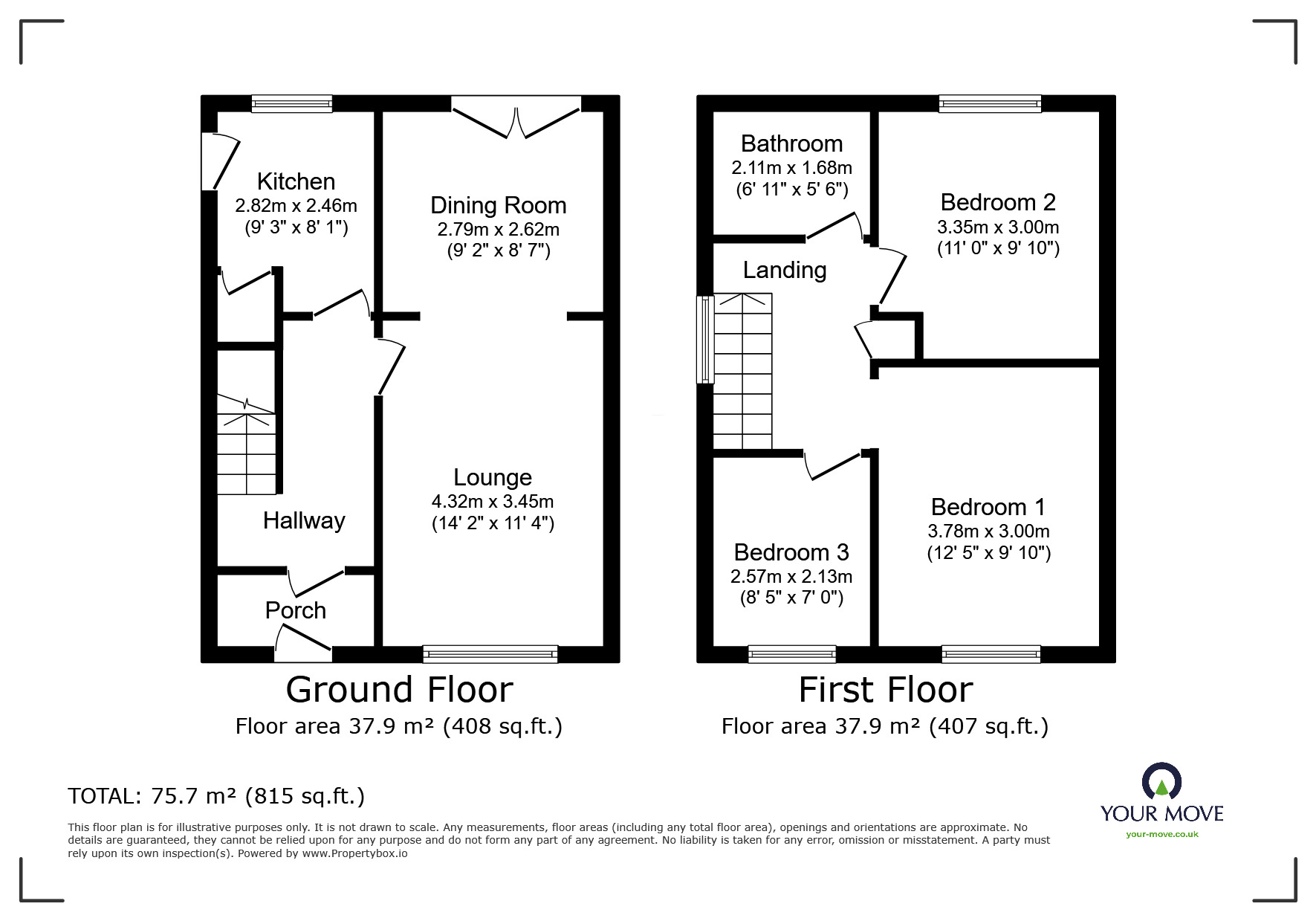 Floorplan of 3 bedroom Semi Detached House for sale, Thornton Close, Coalville, Leicestershire, LE67