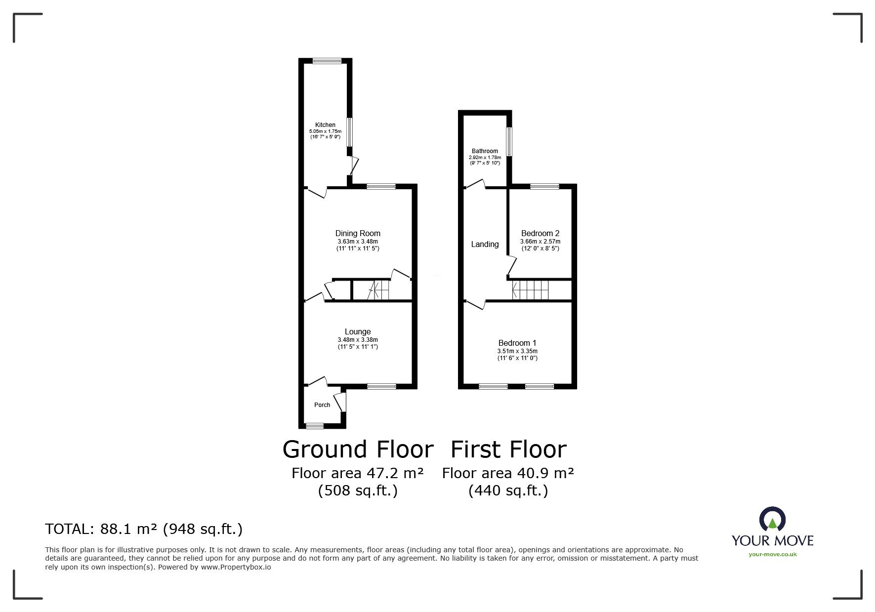 Floorplan of 2 bedroom End Terrace House for sale, Standard Hill, Coalville, Leicestershire, LE67