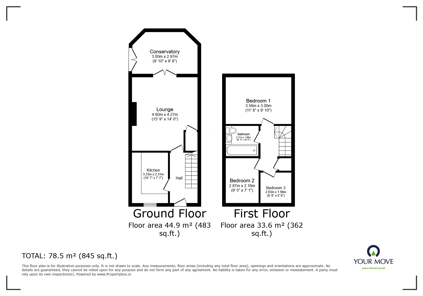 Floorplan of 3 bedroom Semi Detached House for sale, Pollard Way, Ravenstone, Coalville, LE67