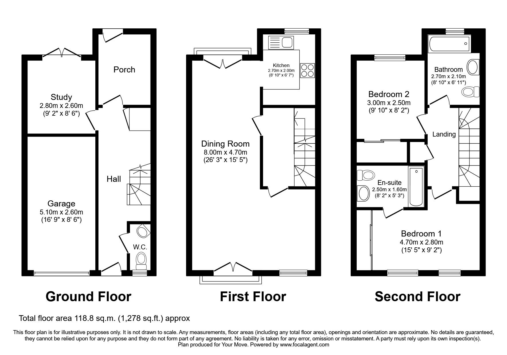 Floorplan of 3 bedroom Mid Terrace House for sale, Chandlers Croft, Ibstock, Leicestershire, LE67