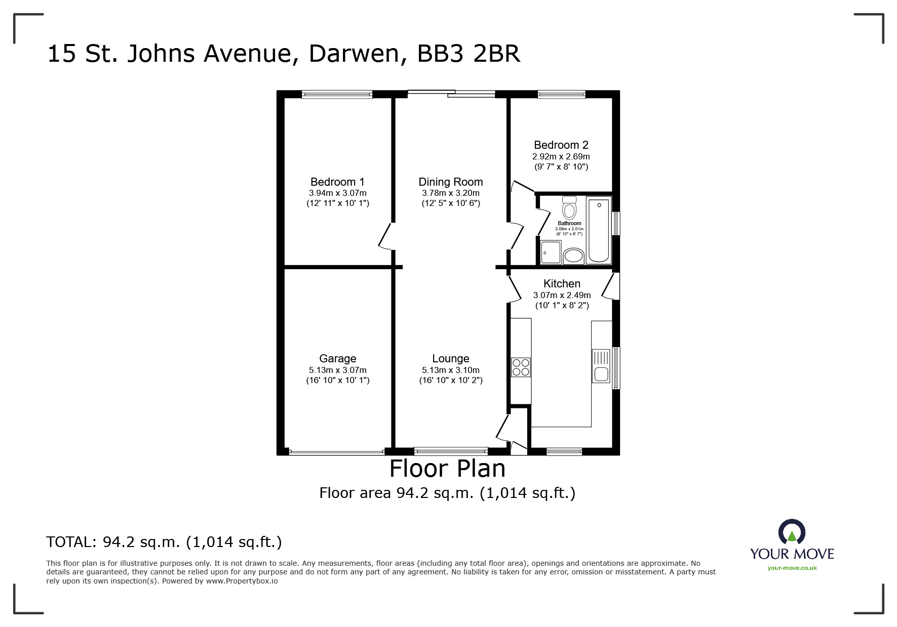 Floorplan of 2 bedroom Semi Detached House for sale, St. Johns Avenue, Darwen, Lancashire, BB3