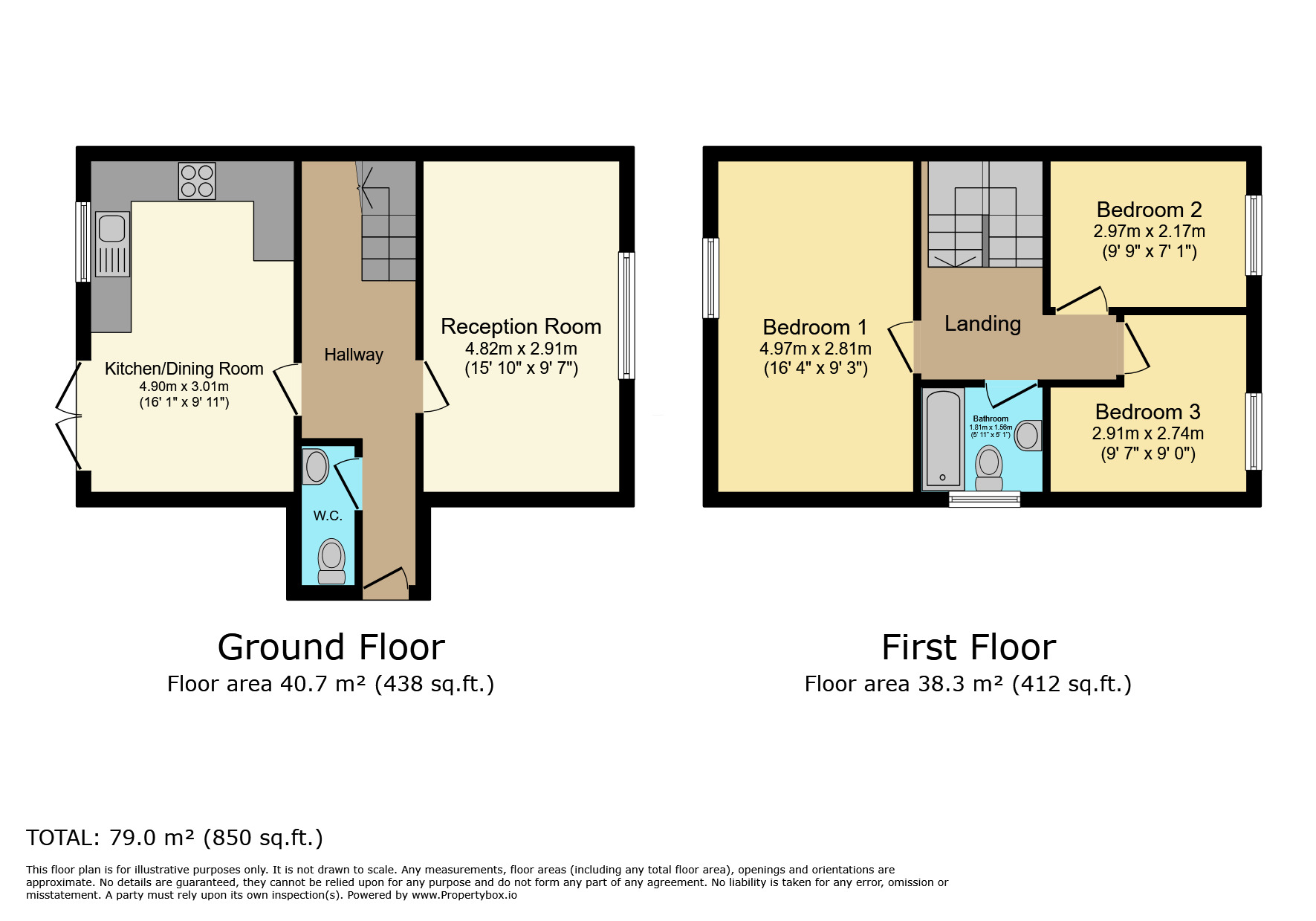 Floorplan of 3 bedroom Semi Detached House for sale, Northumberland Close, Darwen, Lancashire, BB3