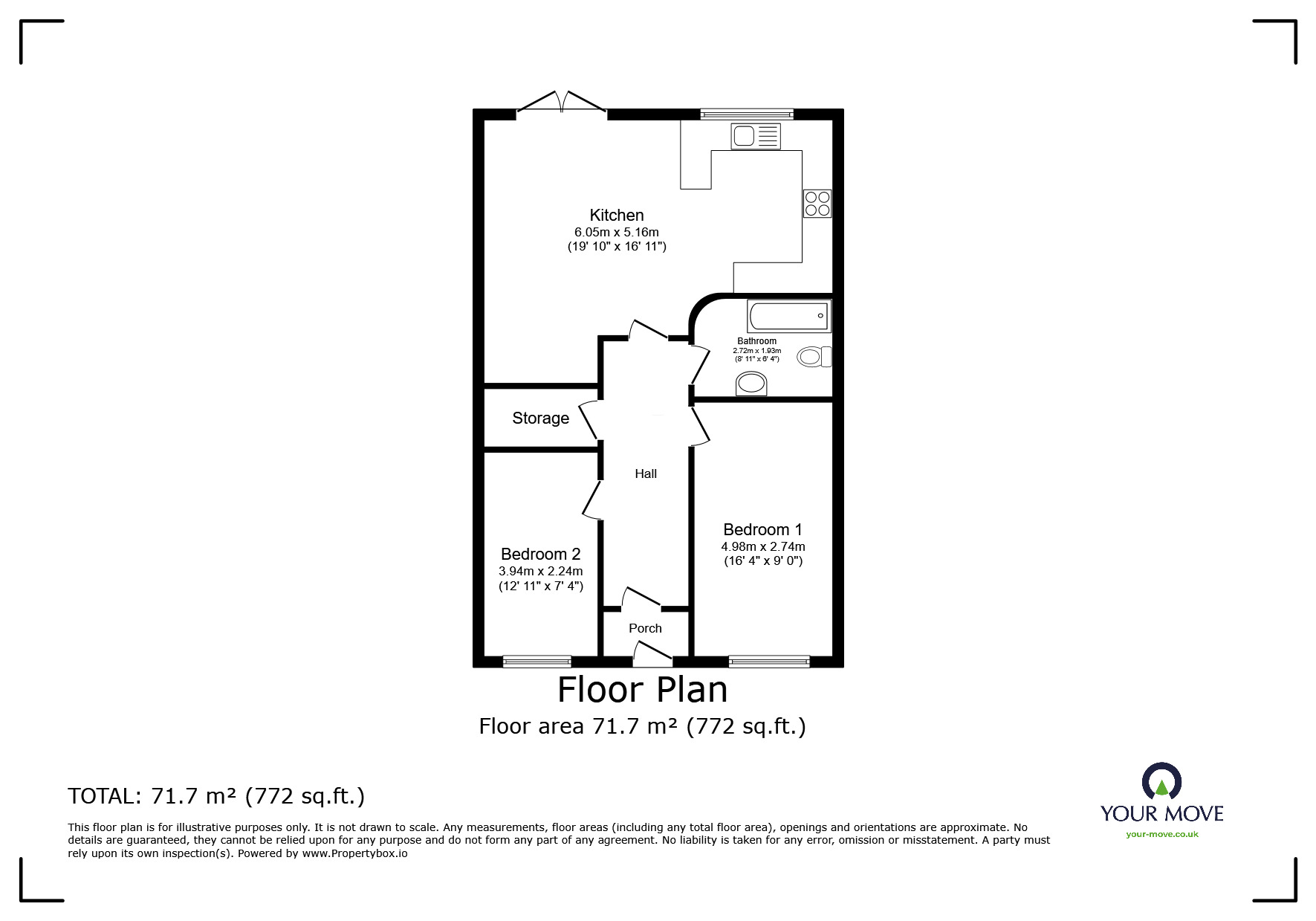 Floorplan of 2 bedroom Mid Terrace Bungalow to rent, Ratcliffe Street, Darwen, Lancashire, BB3