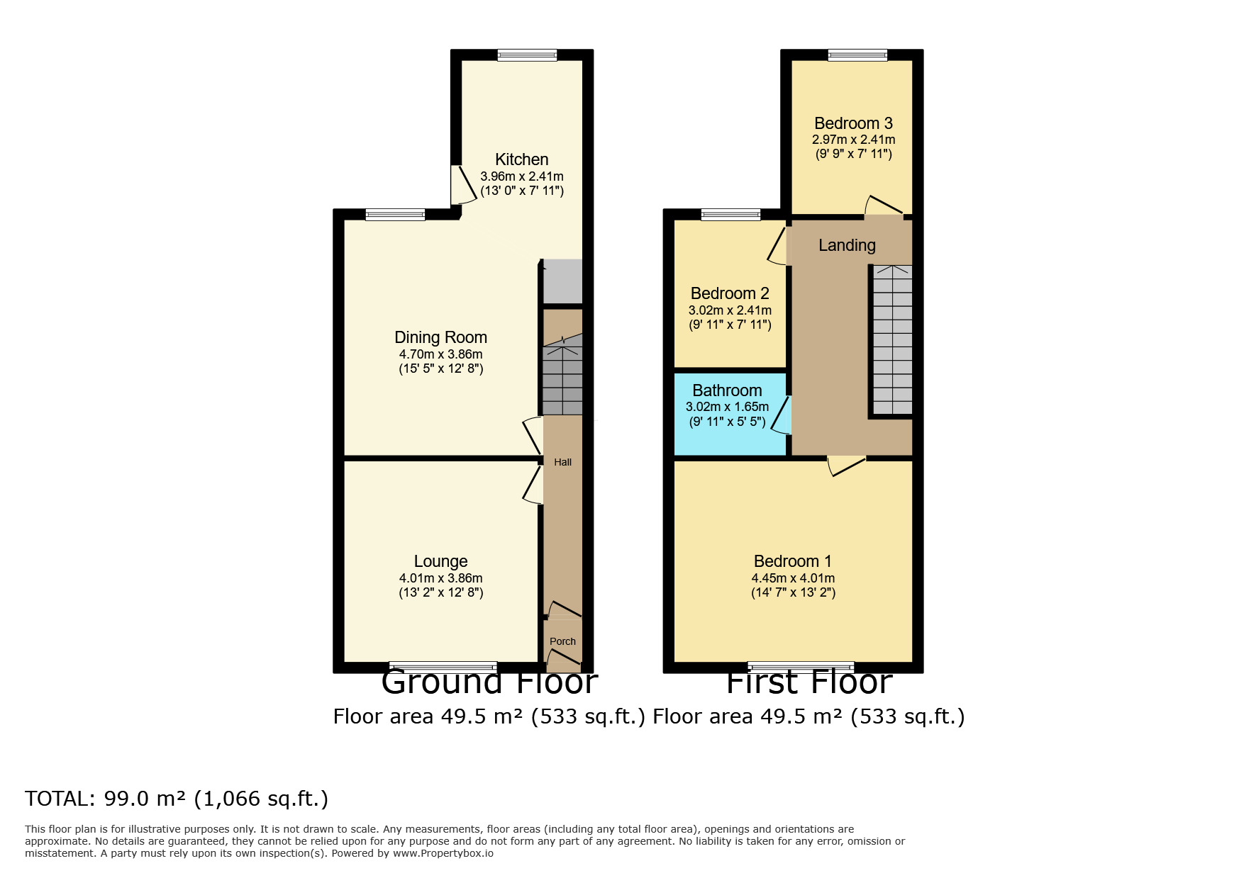 Floorplan of 3 bedroom End Terrace House to rent, Greenway Street, Darwen, Lancashire, BB3