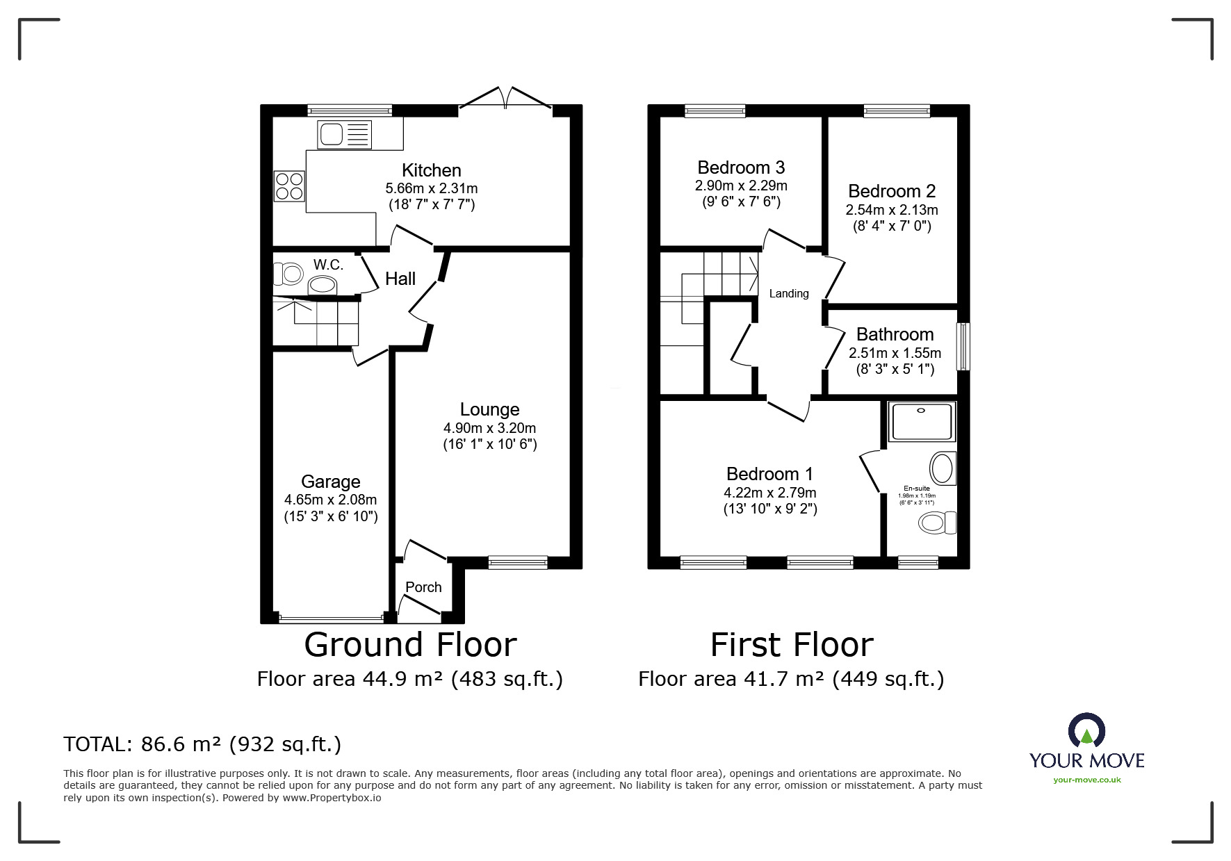 Floorplan of 3 bedroom Semi Detached House for sale, Spring Meadows, Darwen, Lancashire, BB3