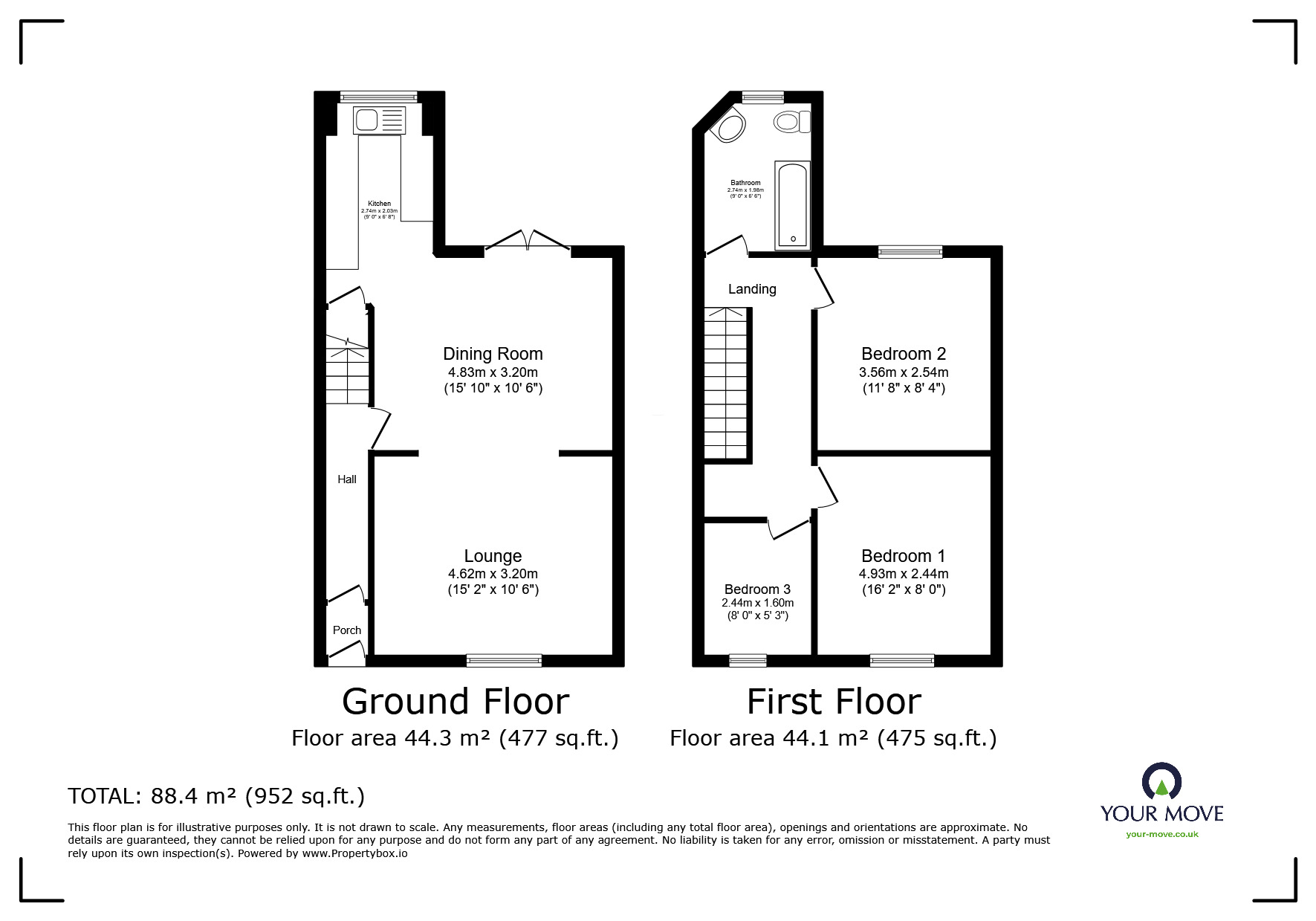 Floorplan of 3 bedroom Mid Terrace House for sale, Bolton Road, Blackburn, Lancashire, BB2