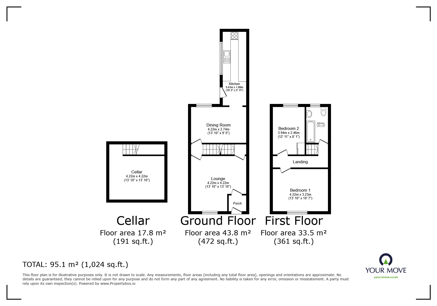 Floorplan of 2 bedroom Mid Terrace House for sale, Snape Street, Darwen, Lancashire, BB3