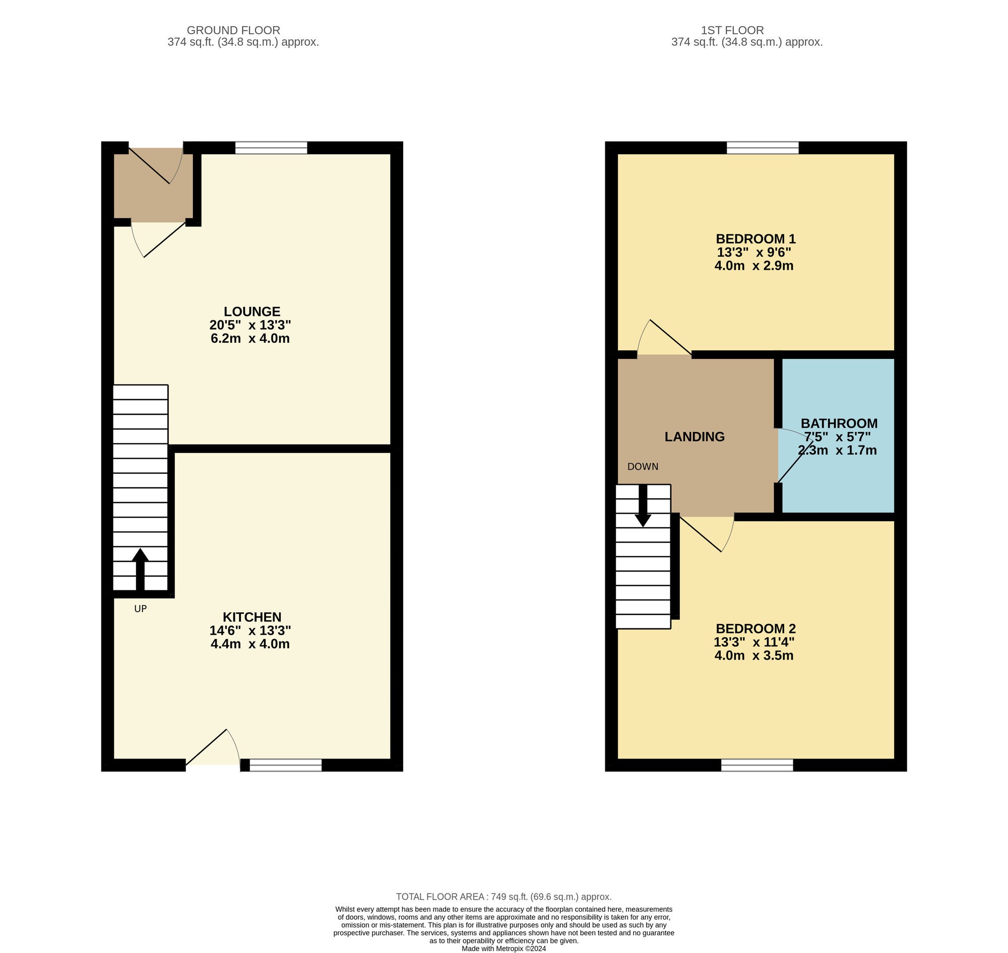 Floorplan of 2 bedroom Mid Terrace House for sale, Deal Street, Hyde, Greater Manchester, SK14