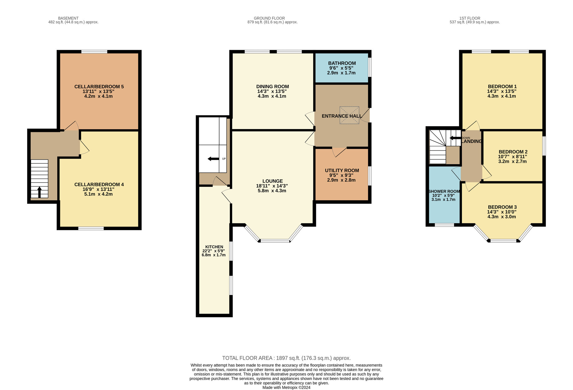 Floorplan of 5 bedroom End Terrace House for sale, Kingston Gardens, Hyde, Greater Manchester, SK14