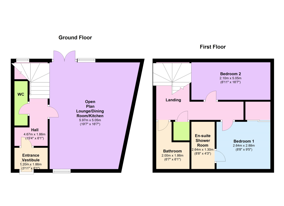 Floorplan of 2 bedroom  House to rent, Burn Hall,  Darlington Road, Durham, DH1