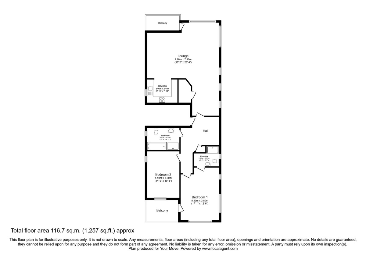 Floorplan of 2 bedroom  Flat to rent, Edmunds Vale, Durham, DH1