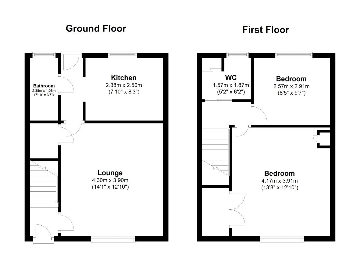 Floorplan of 2 bedroom Mid Terrace House to rent, Low Graham Street, Sacriston, Durham, DH7