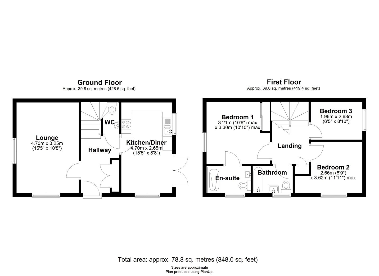 Floorplan of 3 bedroom Detached House for sale, Blackiston Close, Coxhoe, Durham, DH6