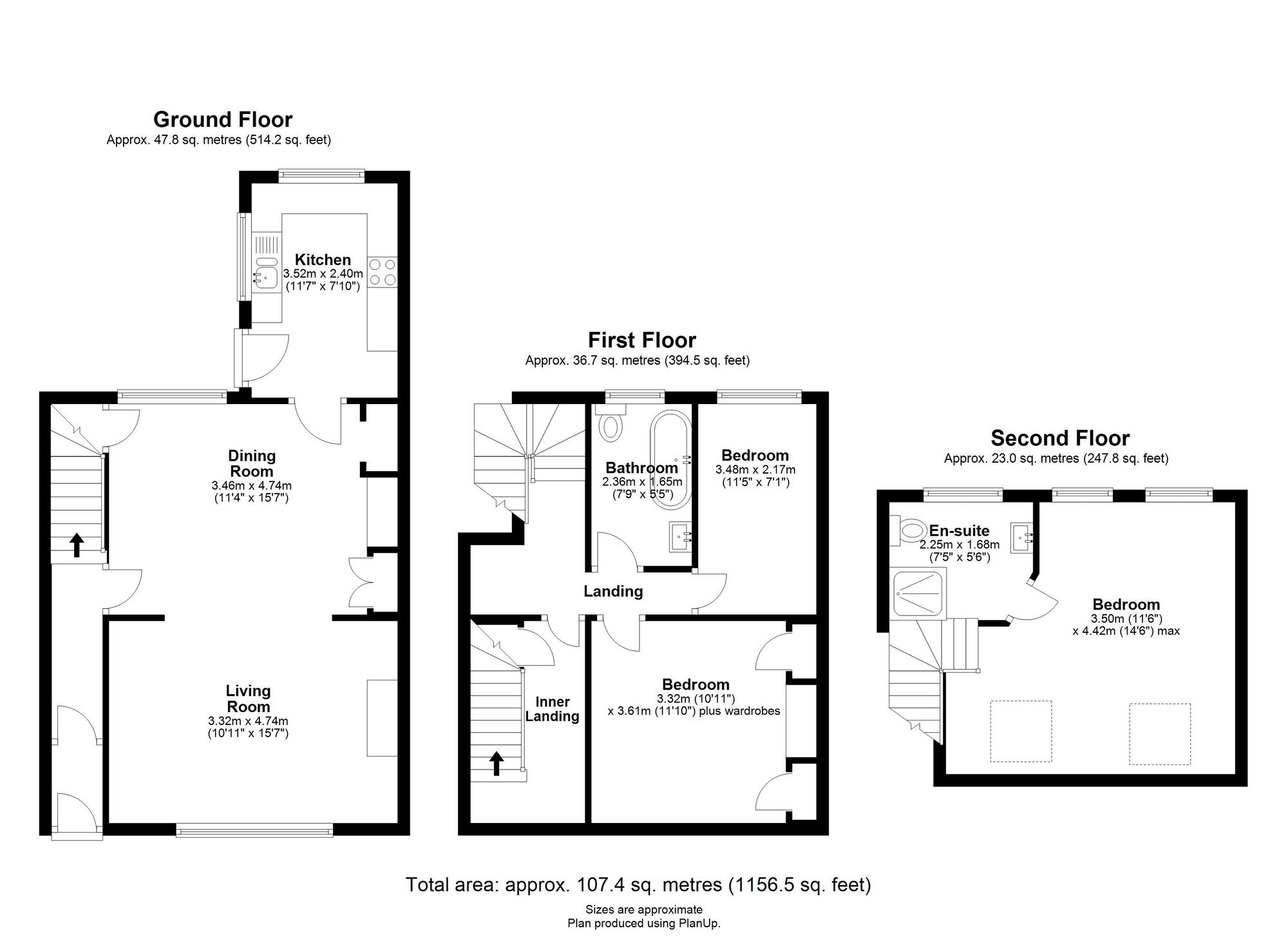 Floorplan of 3 bedroom Mid Terrace House for sale, Oak Lea Terrace, Bearpark, Durham, DH7