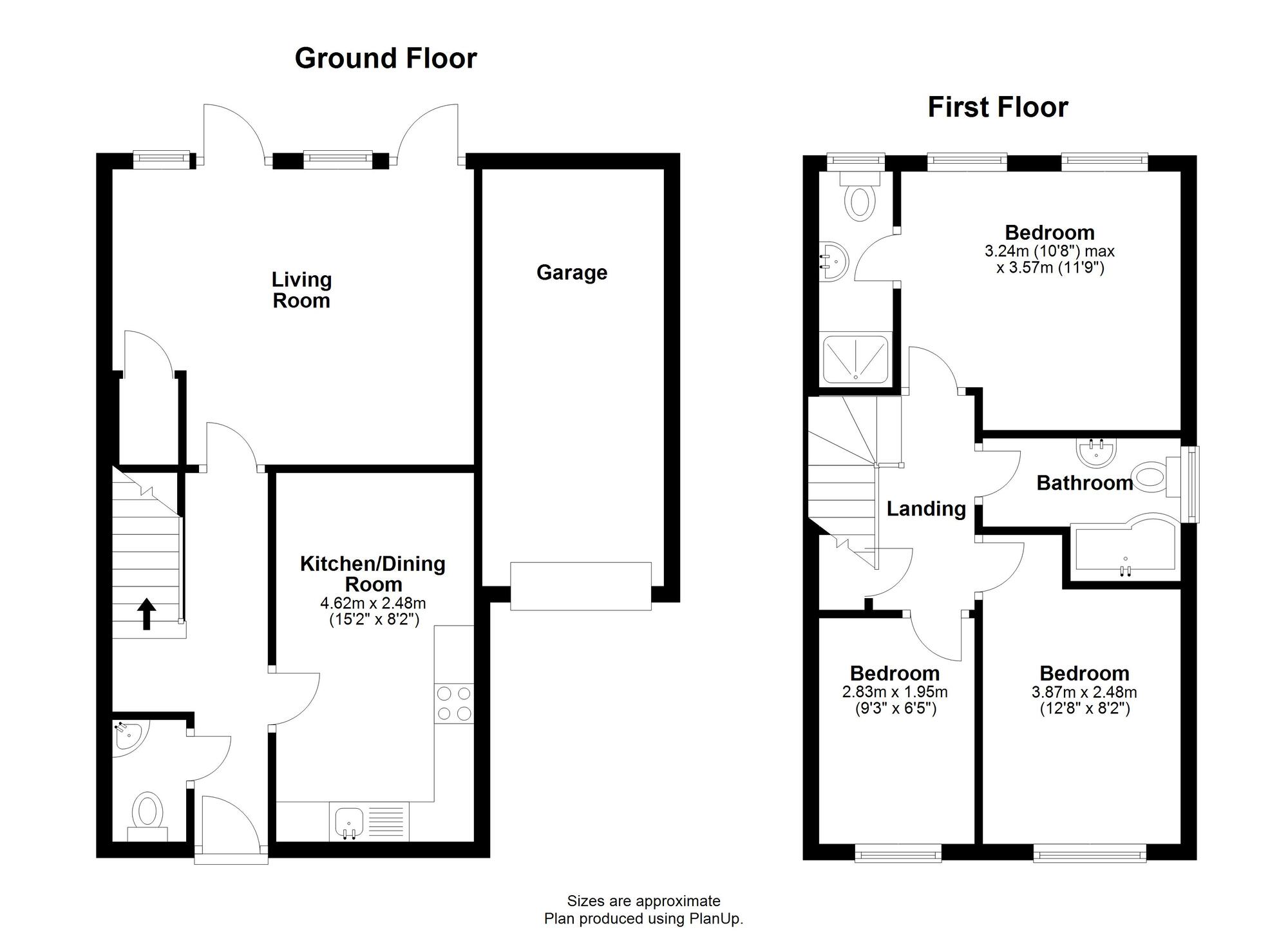 Floorplan of 3 bedroom Semi Detached House for sale, Griffiths Court, Bowburn, Durham, DH6