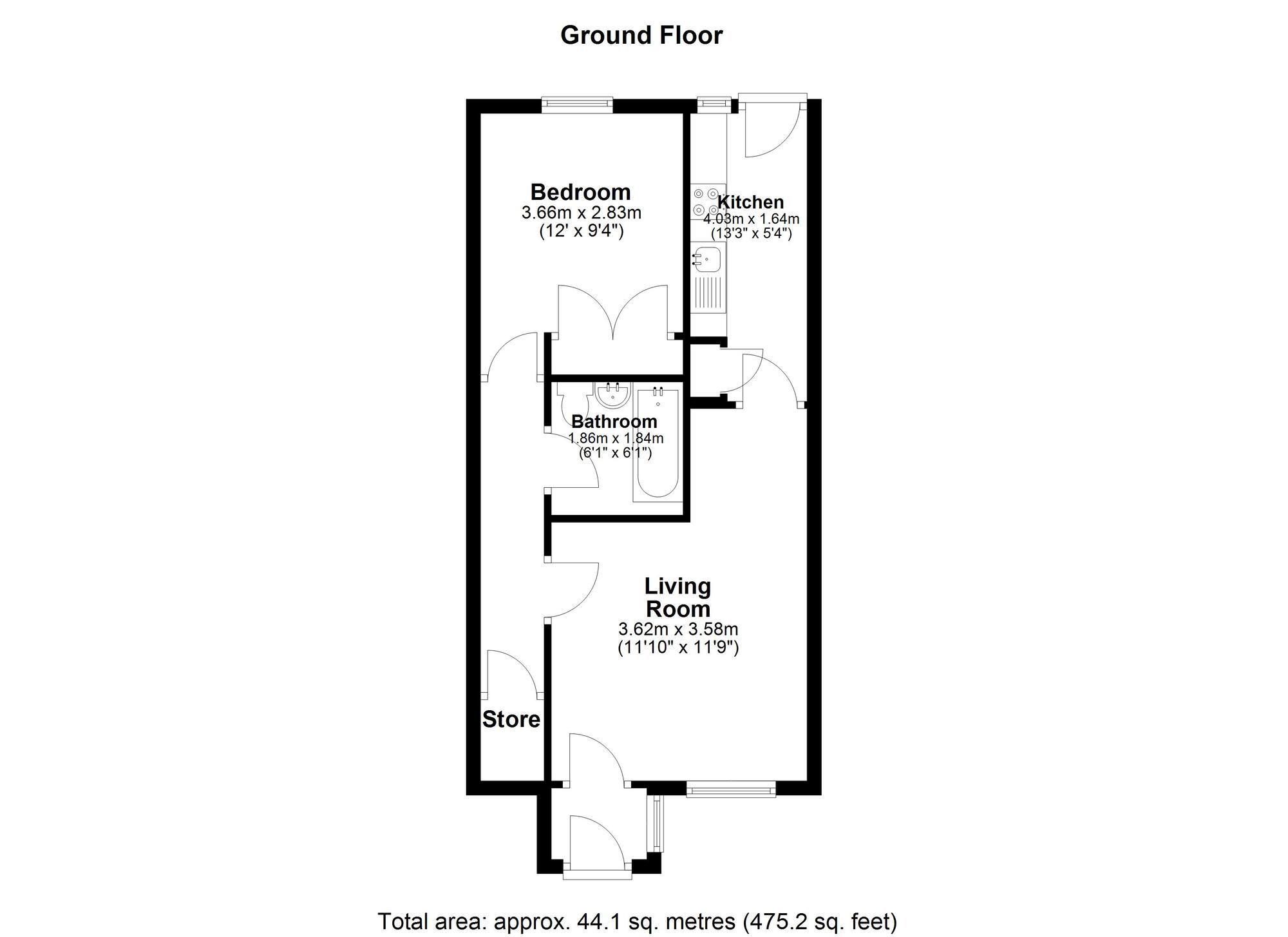 Floorplan of 1 bedroom  Flat for sale, Thorntons Close, Pelton, Durham, DH2