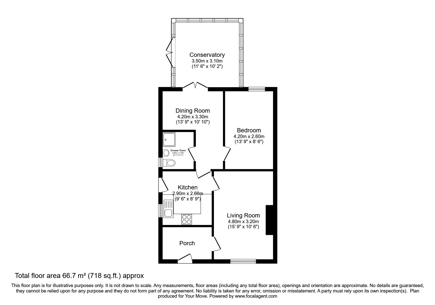 Floorplan of 1 bedroom Detached Bungalow for sale, Eppleton Close, Langley Park, Durham, DH7