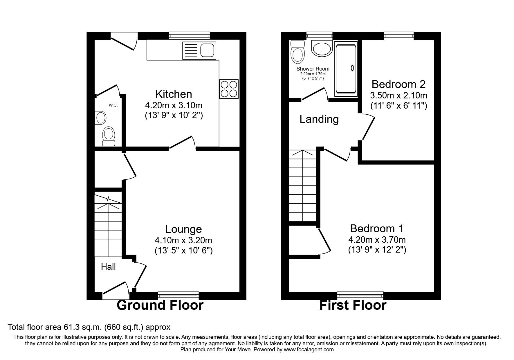 Floorplan of 2 bedroom End Terrace House for sale, Hartley Gardens, Durham, DH1