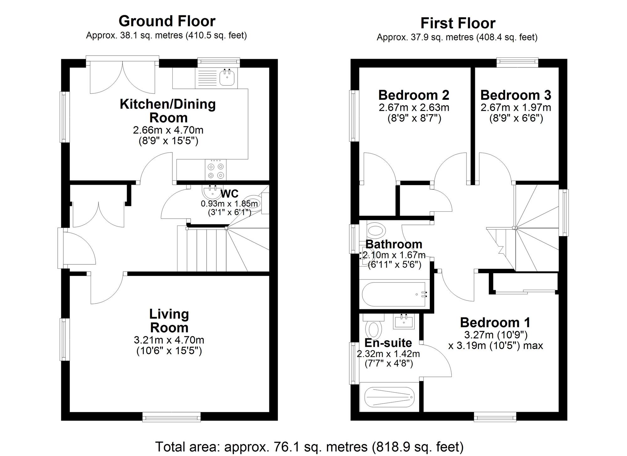 Floorplan of 3 bedroom Detached House for sale, Kennet Grove, Coxhoe, Durham, DH6