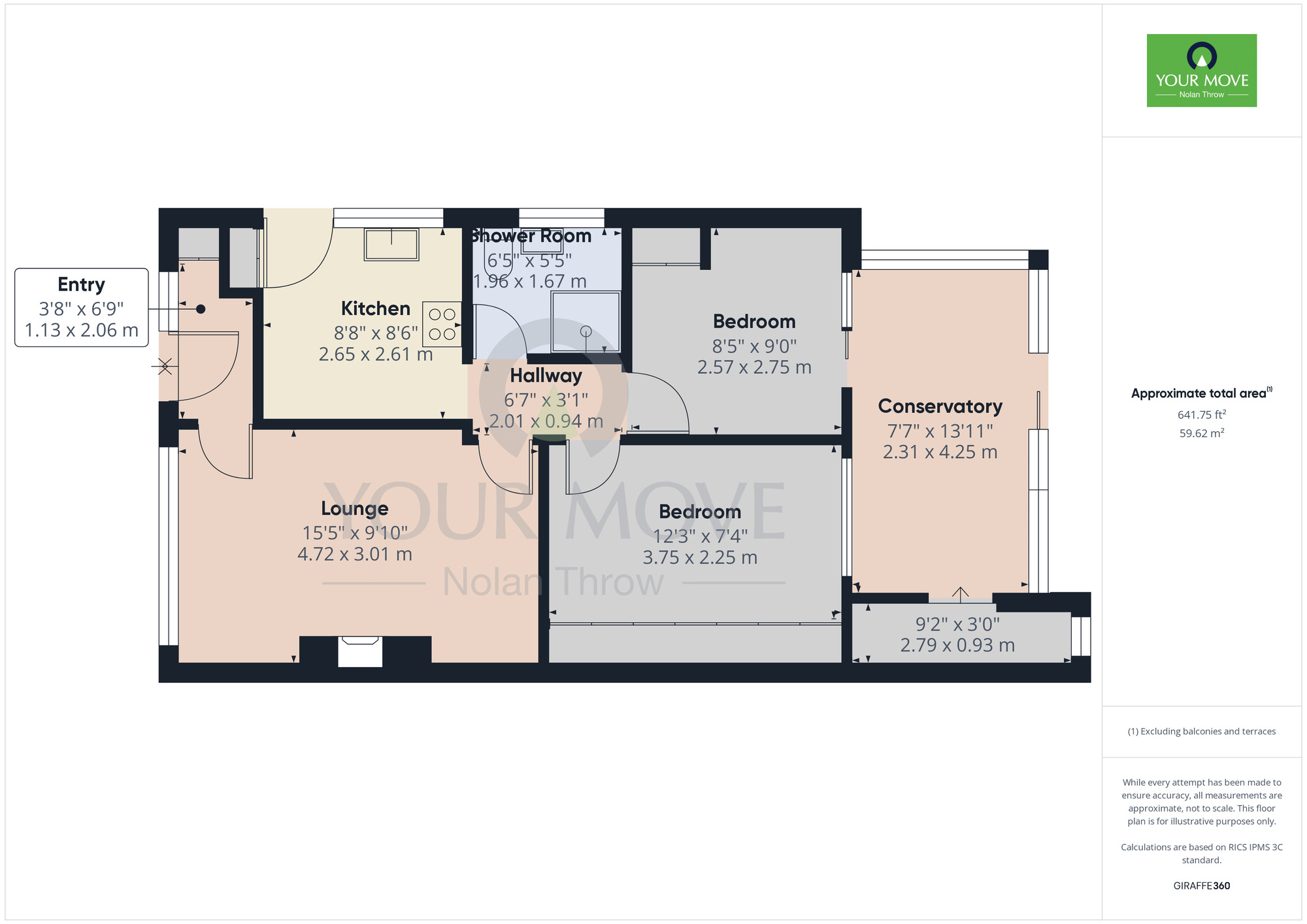 Floorplan of 2 bedroom Semi Detached Bungalow for sale, Wychwood Close, Duston, Northamptonshire, NN5