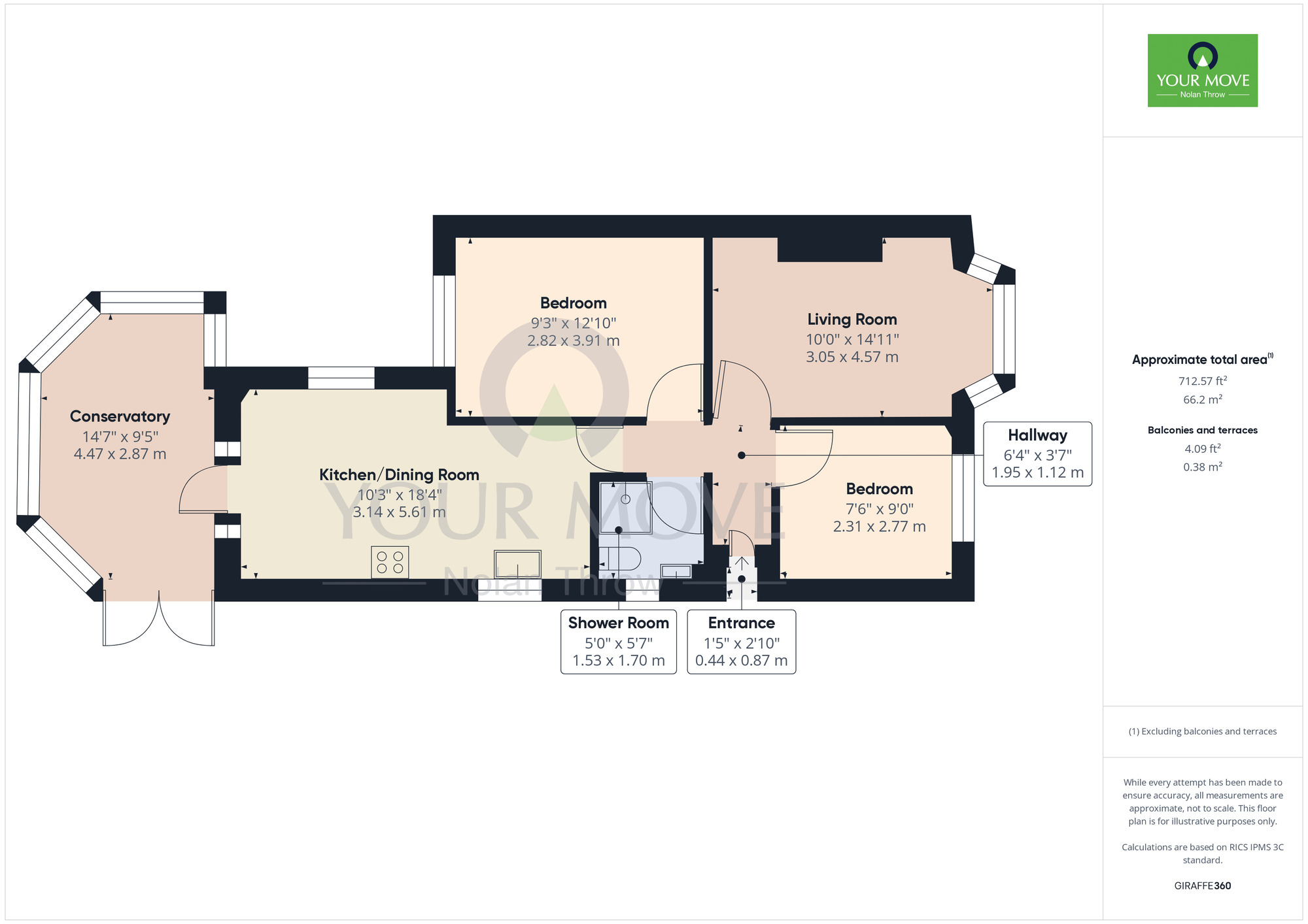 Floorplan of 2 bedroom Semi Detached Bungalow for sale, Park Lane, Duston, Northamptonshire, NN5