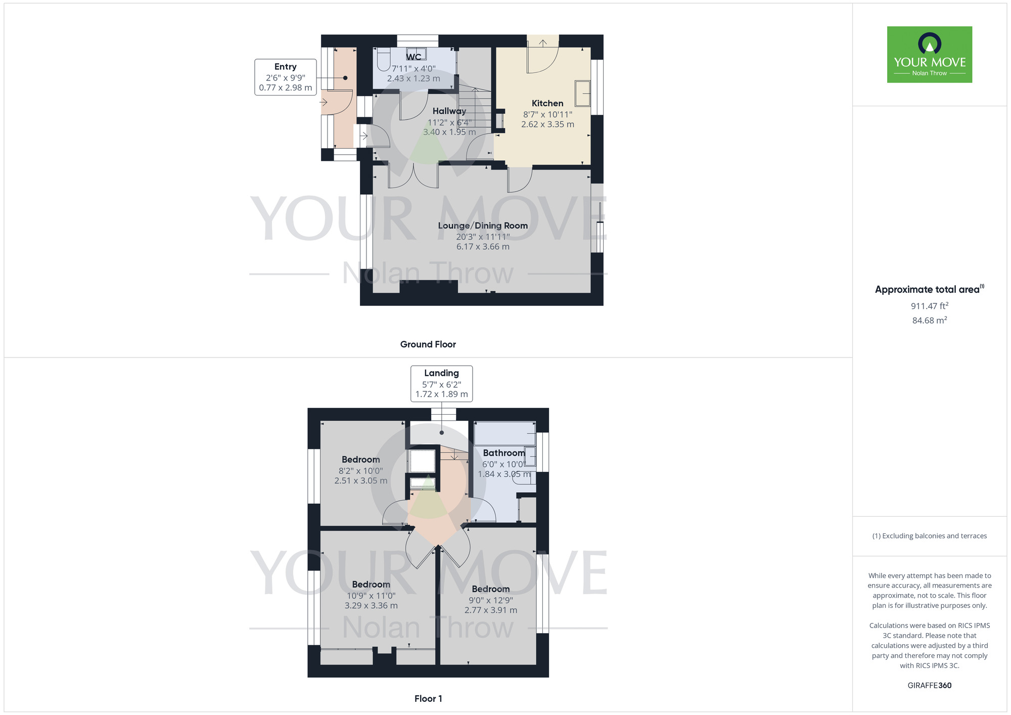 Floorplan of 3 bedroom Semi Detached House for sale, Knightscliffe Way, Duston, Northampton, NN5