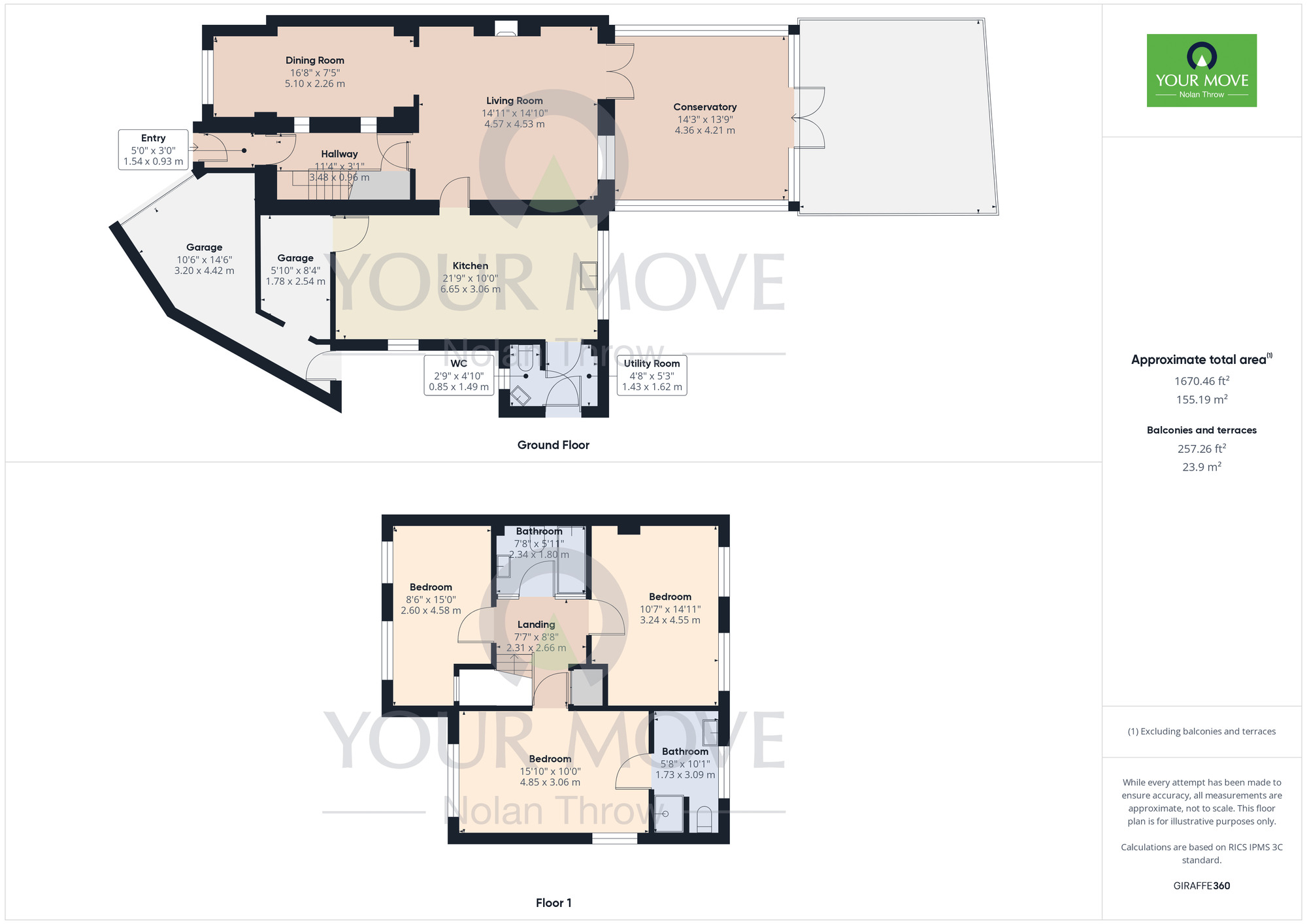 Floorplan of 3 bedroom End Terrace House for sale, Brockwood Close, Duston, Northamptonshire, NN5