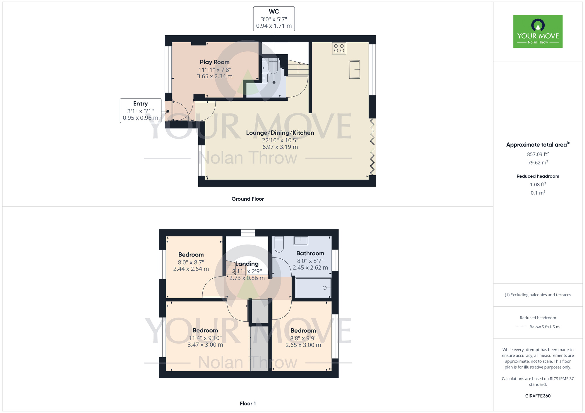 Floorplan of 3 bedroom Detached House for sale, Sir John Pascoe Way, Duston, Northamptonshire, NN5