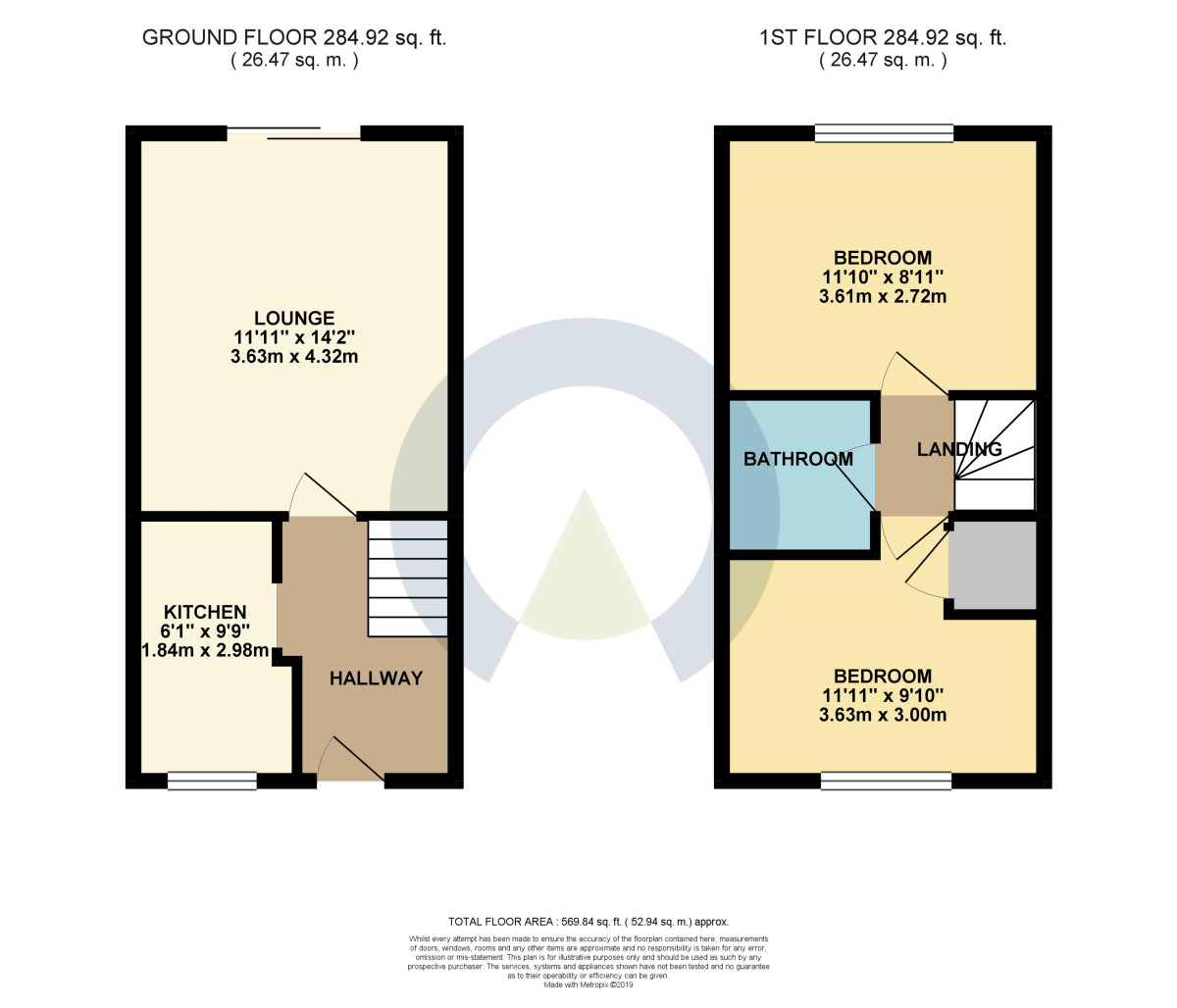 Floorplan of 2 bedroom Mid Terrace House for sale, Marseilles Close, Northampton, Northamptonshire, NN5