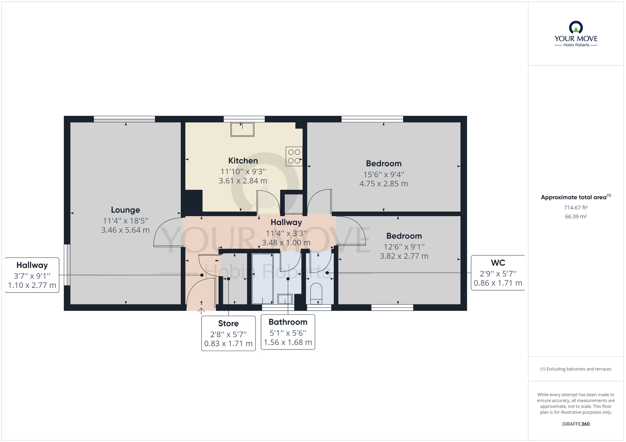 Floorplan of 2 bedroom  Flat for sale, Jervis Close, Daventry, Northamptonshire, NN11