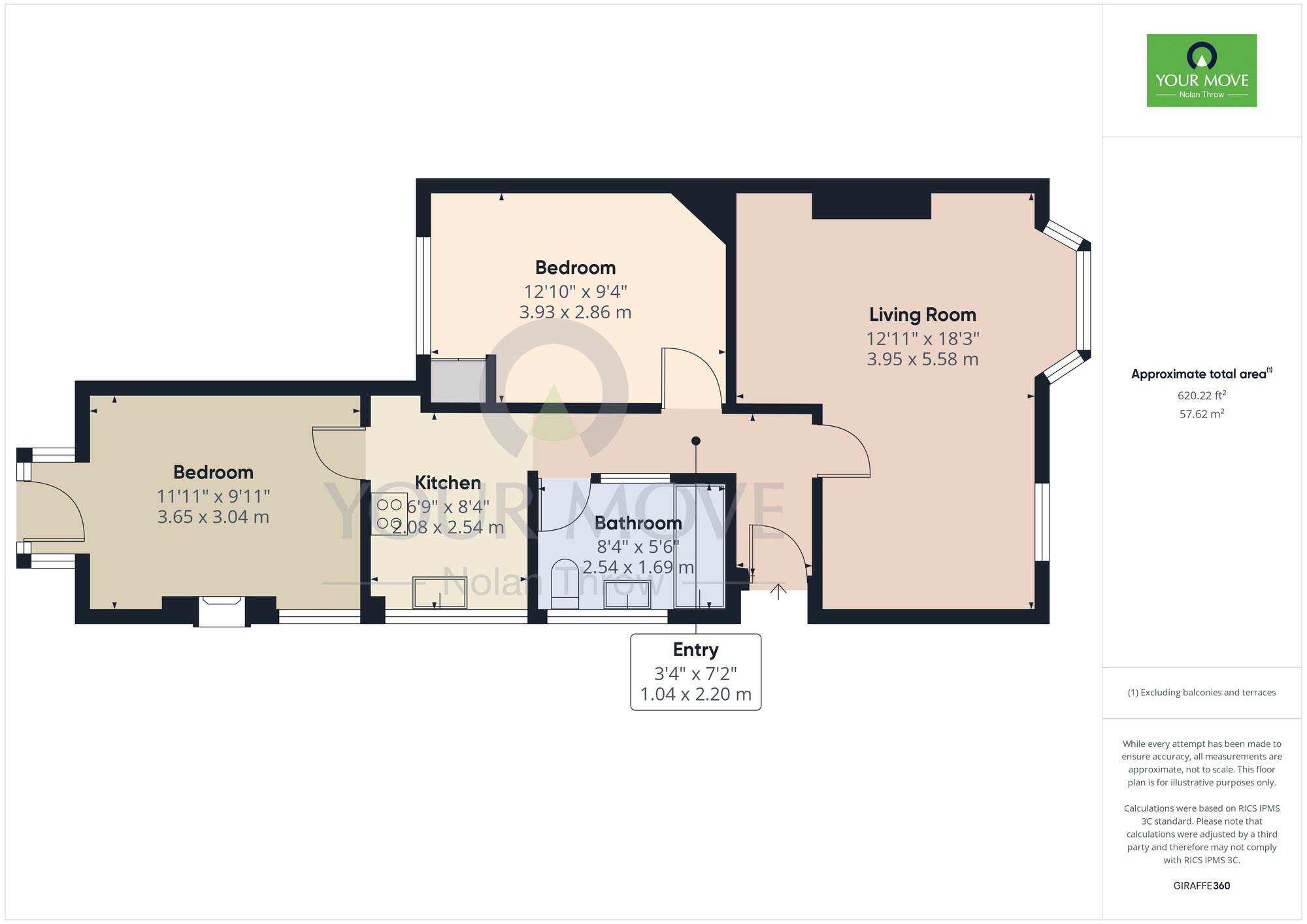 Floorplan of 2 bedroom Semi Detached Bungalow for sale, Malcolm Drive, Duston, Northampton, Northamptonshire, NN5