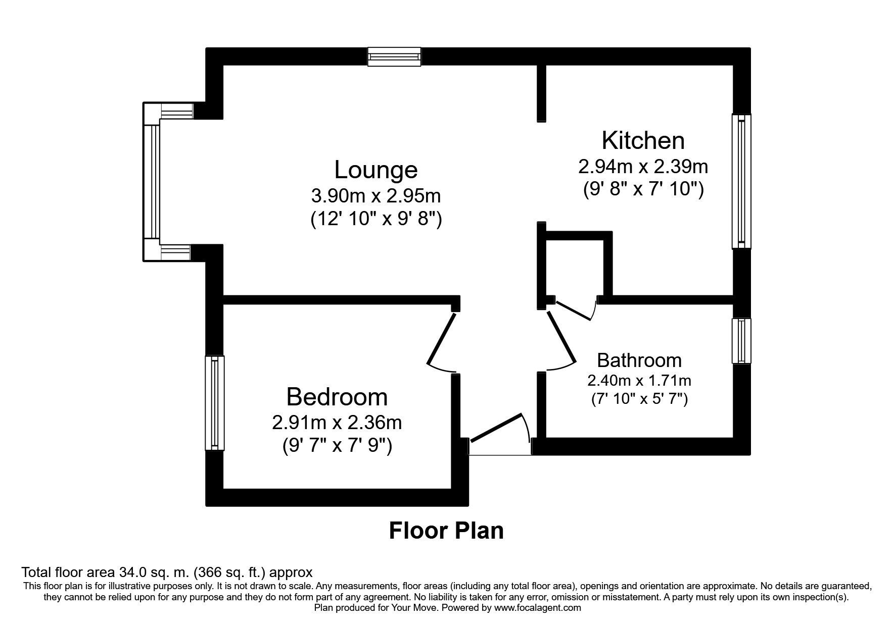 Floorplan of 1 bedroom  Flat to rent, Wordsworth Drive, Eastbourne, East Sussex, BN23