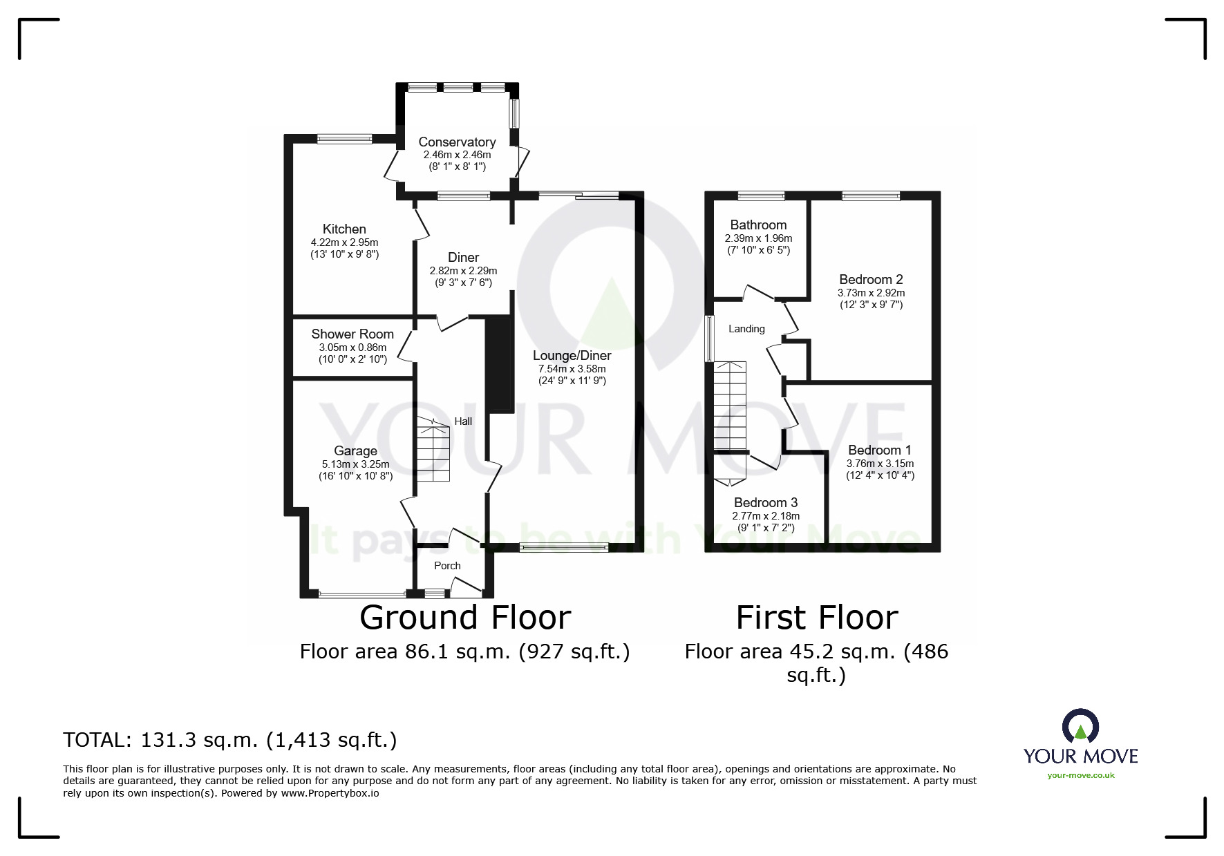 Floorplan of 3 bedroom Detached House for sale, Raleigh Close, Eastbourne, East Sussex, BN23