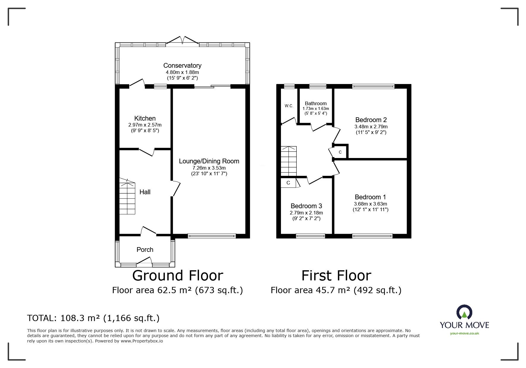 Floorplan of 3 bedroom End Terrace House for sale, Cornwallis Close, Eastbourne, East Sussex, BN23