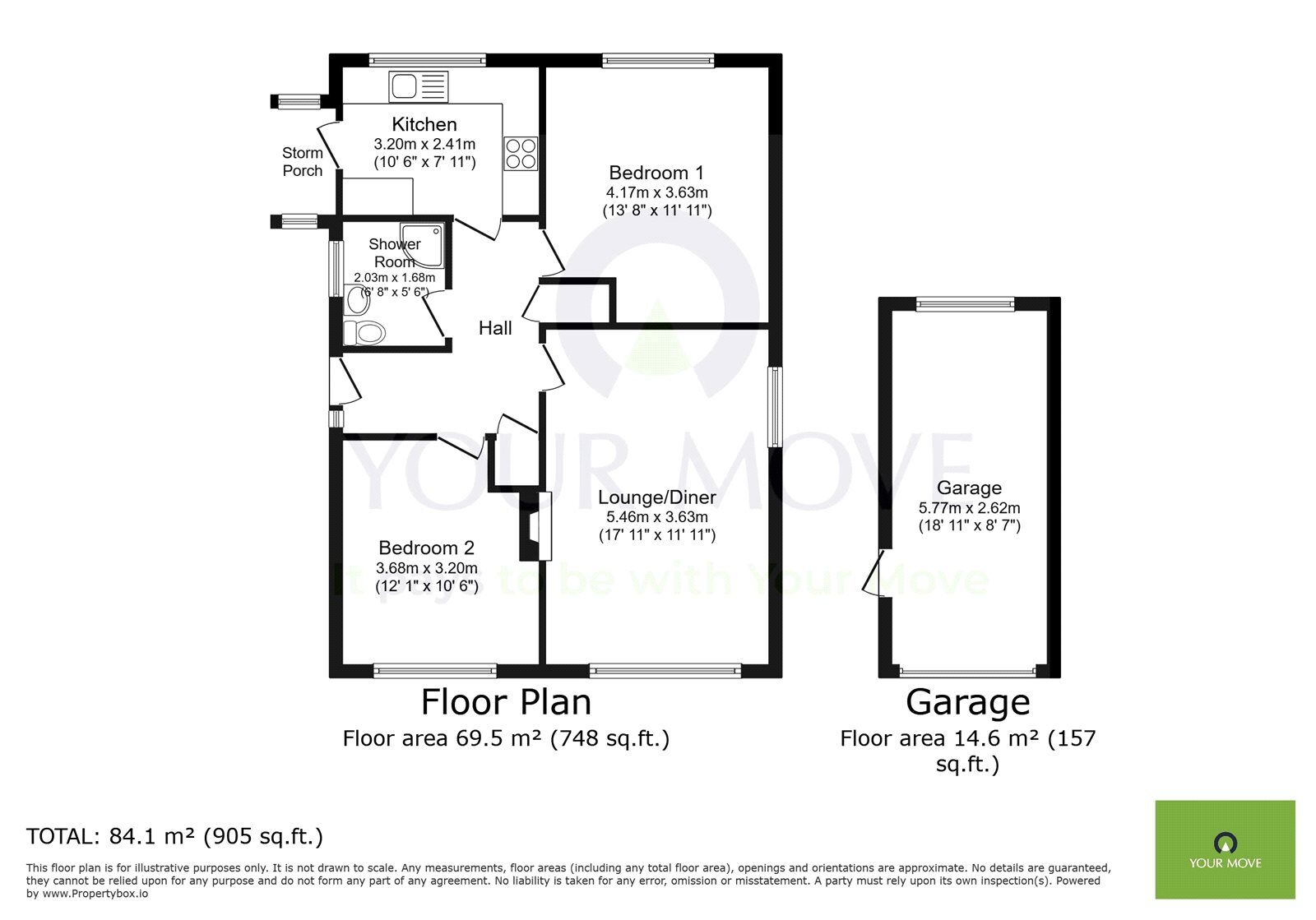 Floorplan of 2 bedroom Detached Bungalow for sale, Beatty Road, Eastbourne, East Sussex, BN23