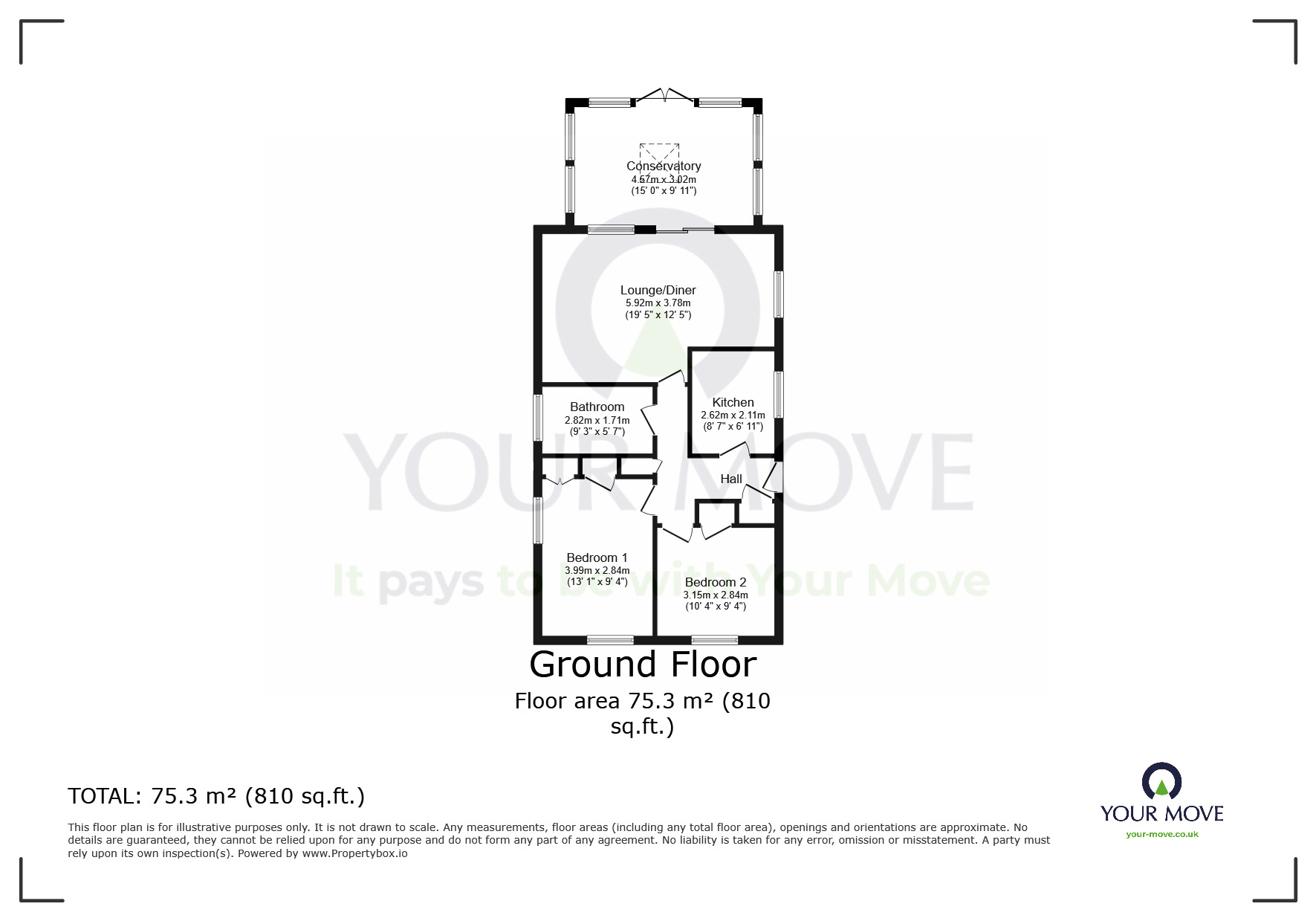 Floorplan of 2 bedroom Detached Bungalow for sale, Gainsborough Crescent, Eastbourne, East Sussex, BN23