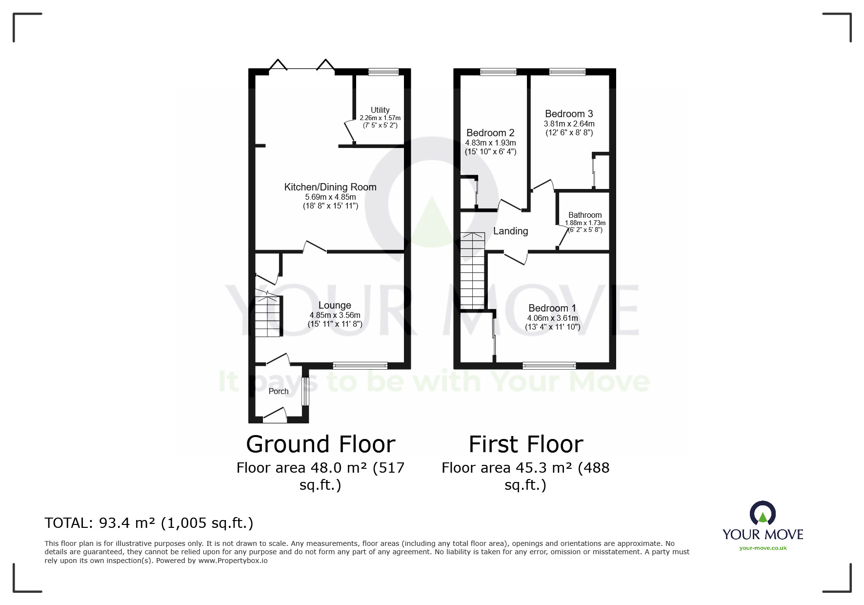 Floorplan of 3 bedroom Mid Terrace House for sale, Seaside, Eastbourne, East Sussex, BN22