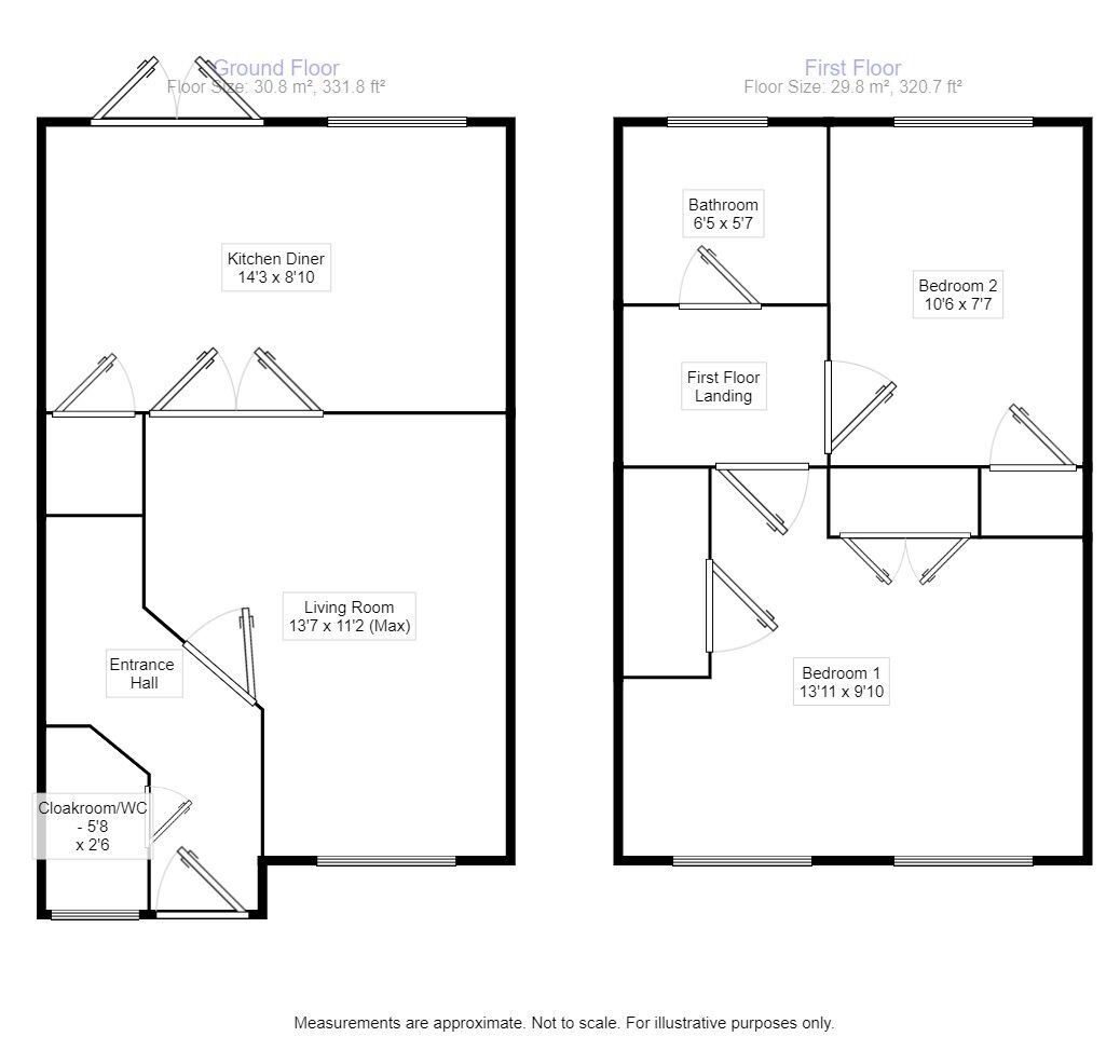 Floorplan of 2 bedroom Mid Terrace House to rent, Palesgate Way, Eastbourne, East Sussex, BN20