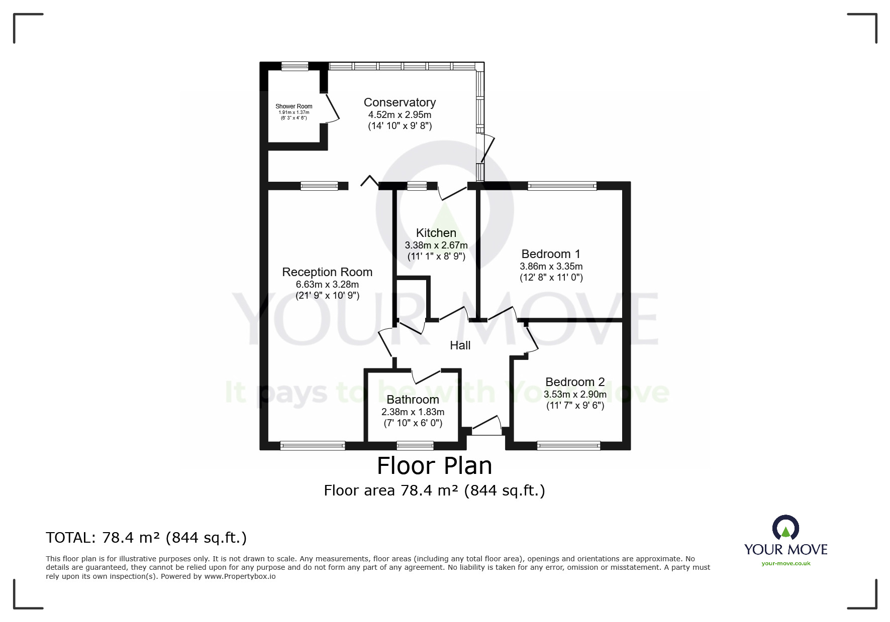 Floorplan of 2 bedroom Detached Bungalow for sale, Wordsworth Drive, Eastbourne, East Sussex, BN23