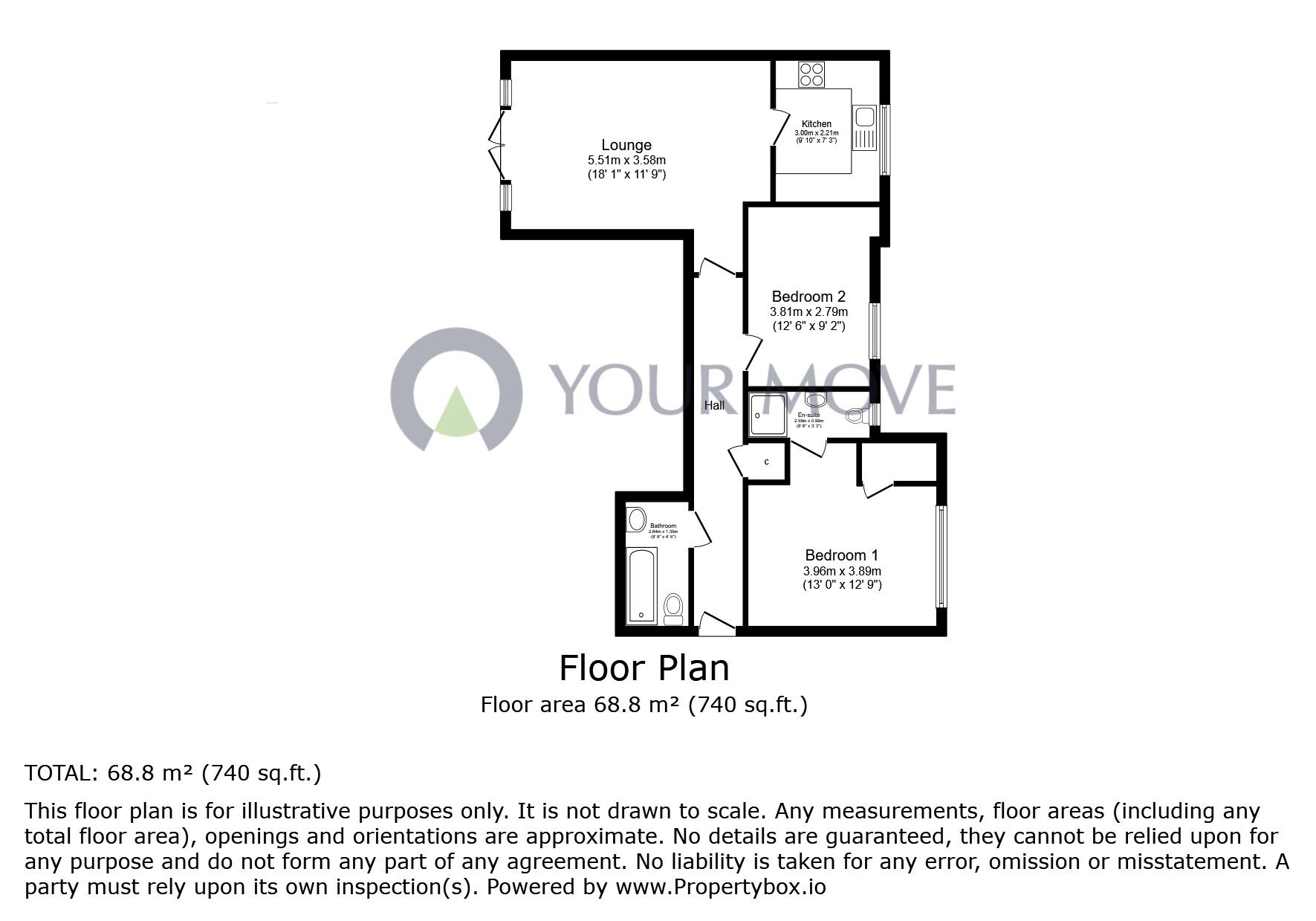 Floorplan of 2 bedroom  Flat for sale, Golden Gate Way, Eastbourne, East Sussex, BN23